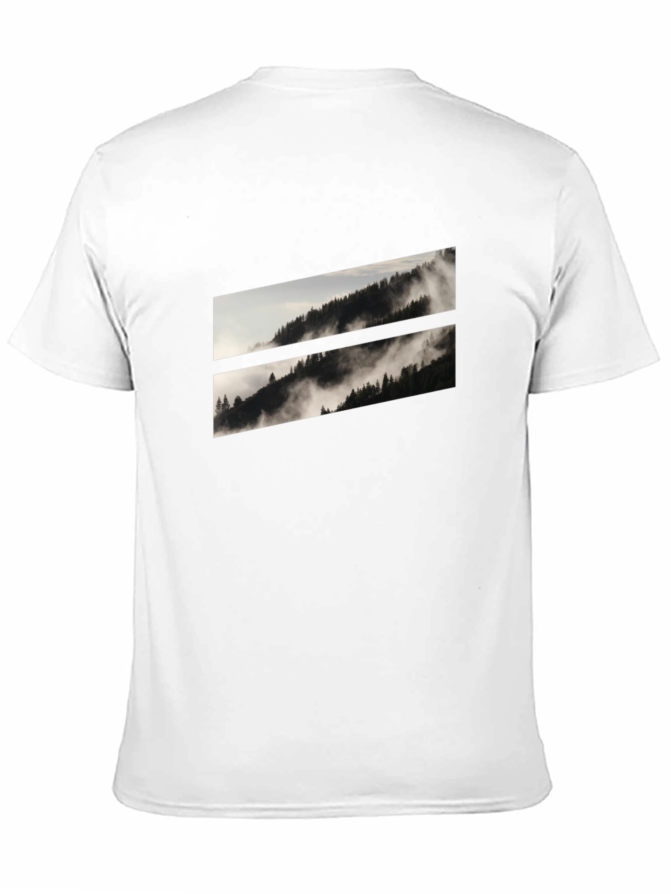 Mens Black T-Shirt with Mountain Scene Graphic