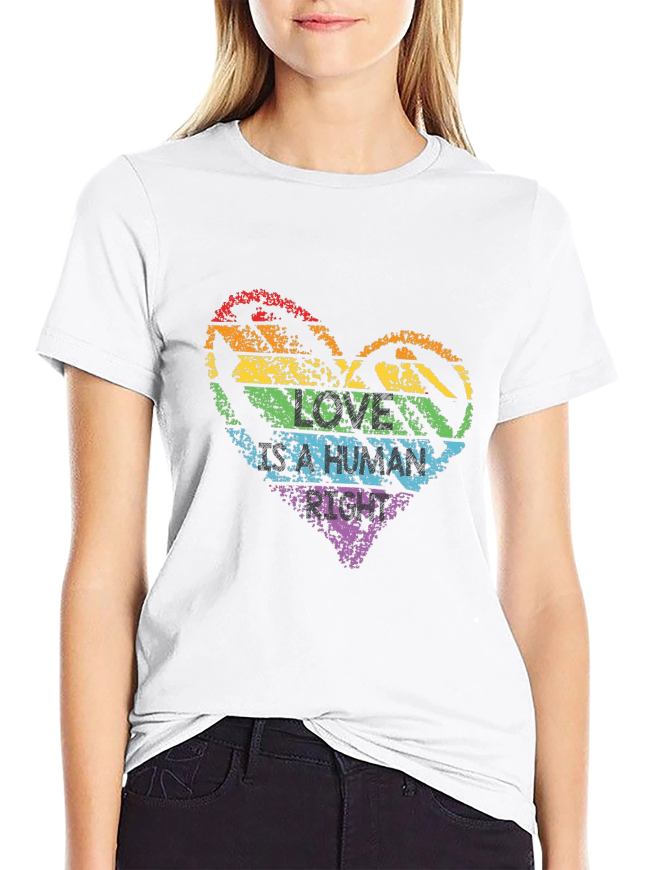 Love Is Human Rainbow Heart T-Shirt