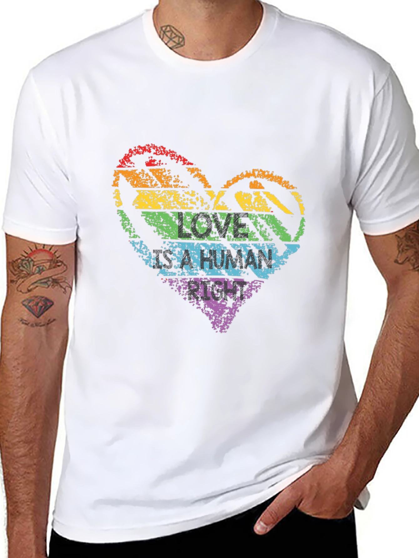 Love Is Human Rainbow Heart T-Shirt