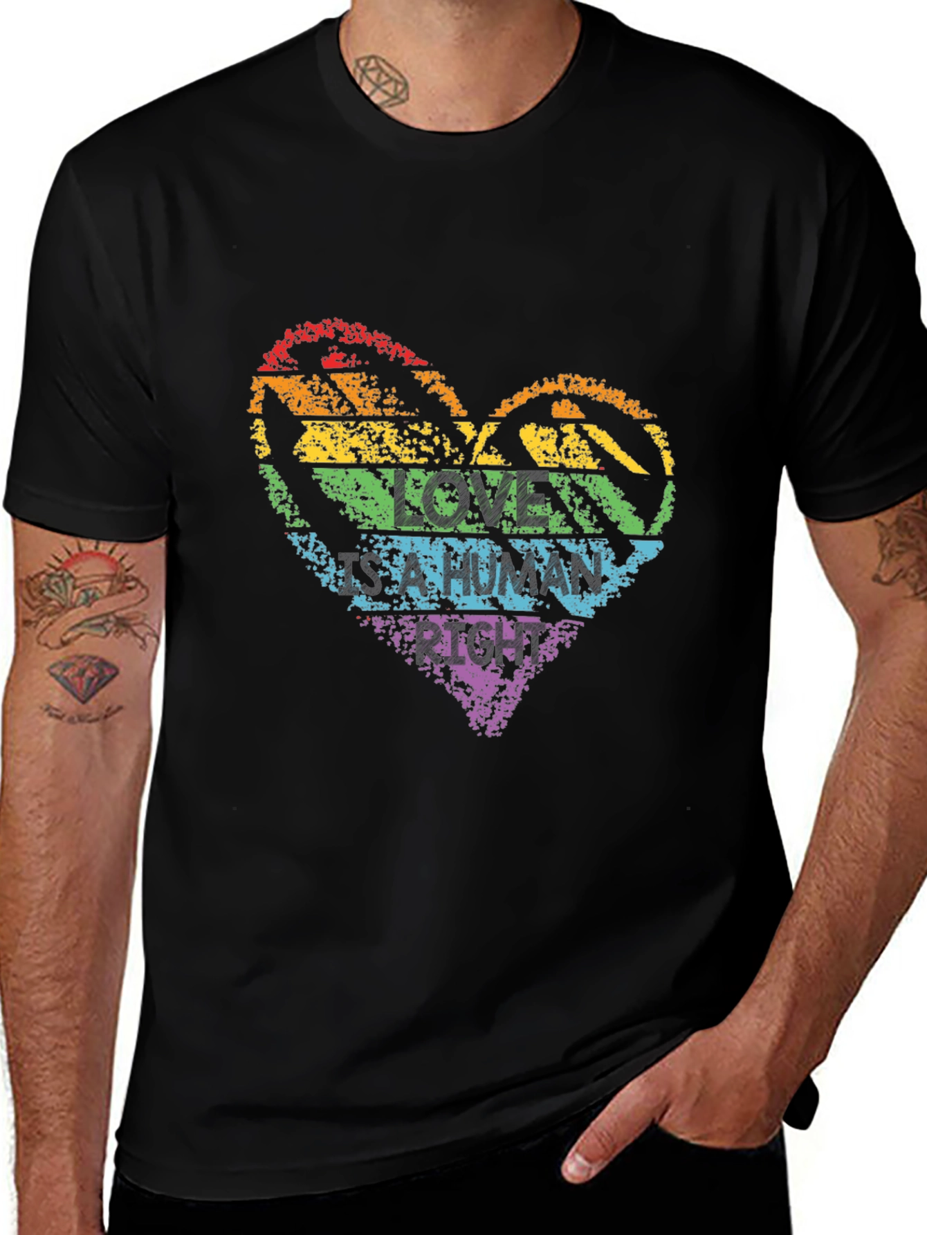 Love Is Human Rainbow Heart T-Shirt