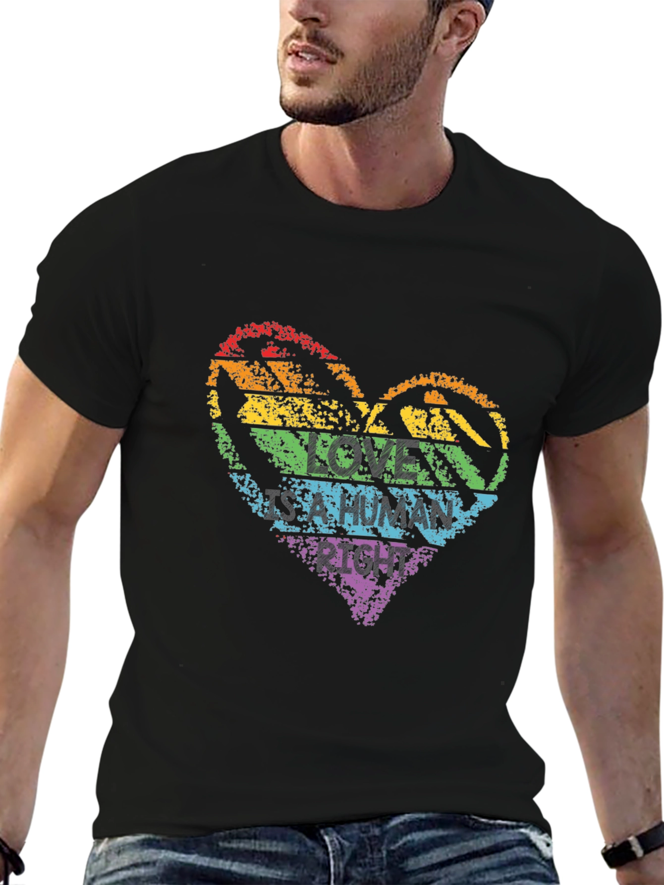 Love Is Human Rainbow Heart T-Shirt