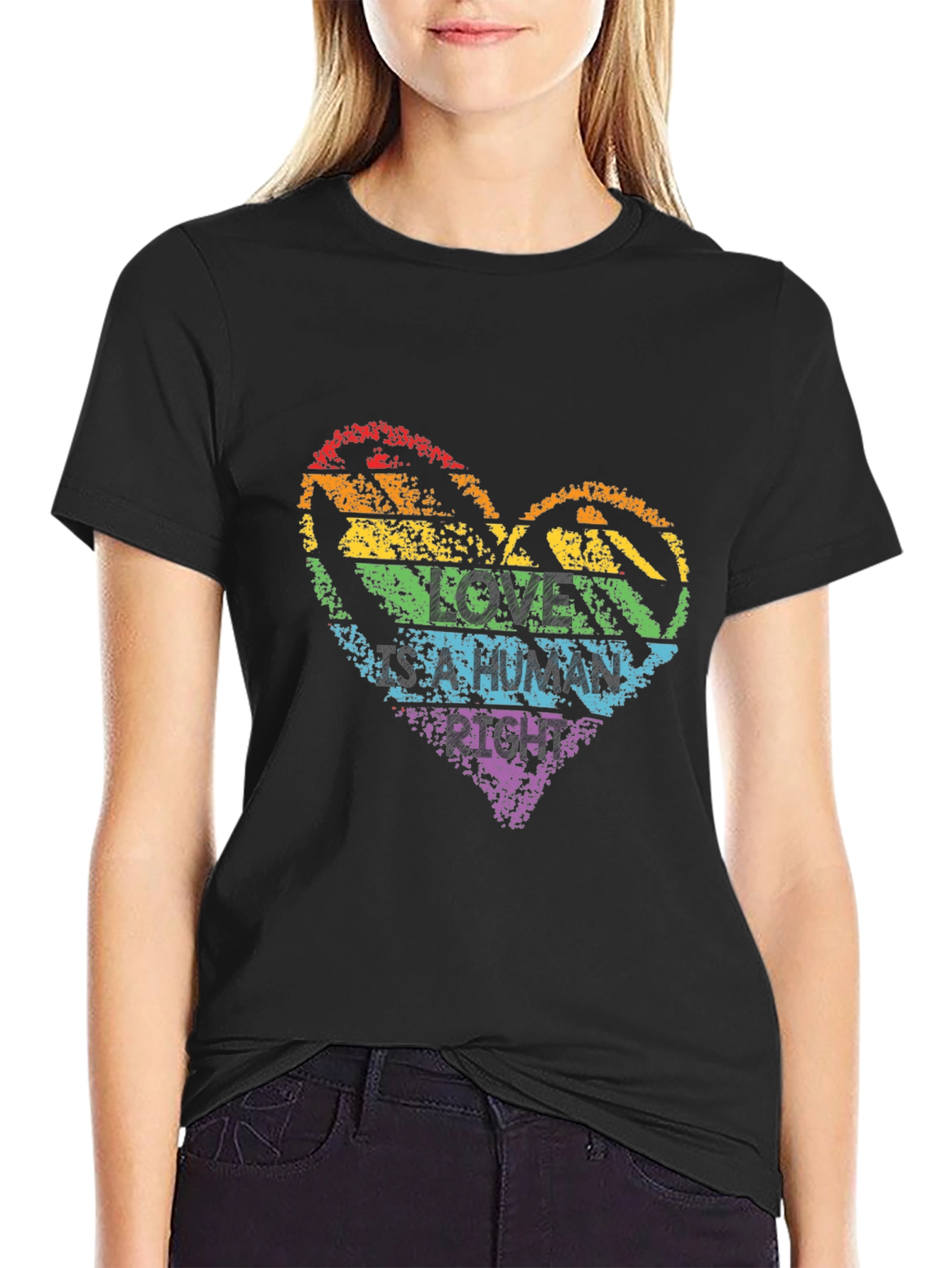 Love Is Human Rainbow Heart T-Shirt