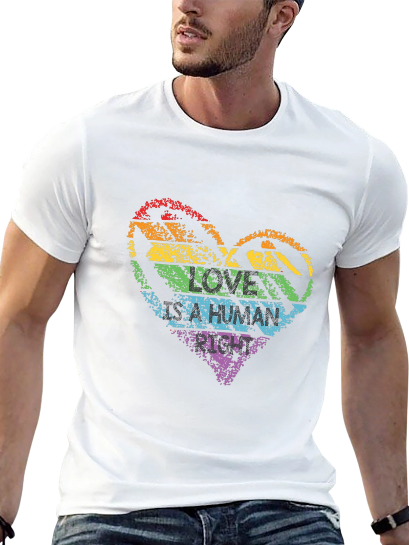 Love Is Human Rainbow Heart T-Shirt