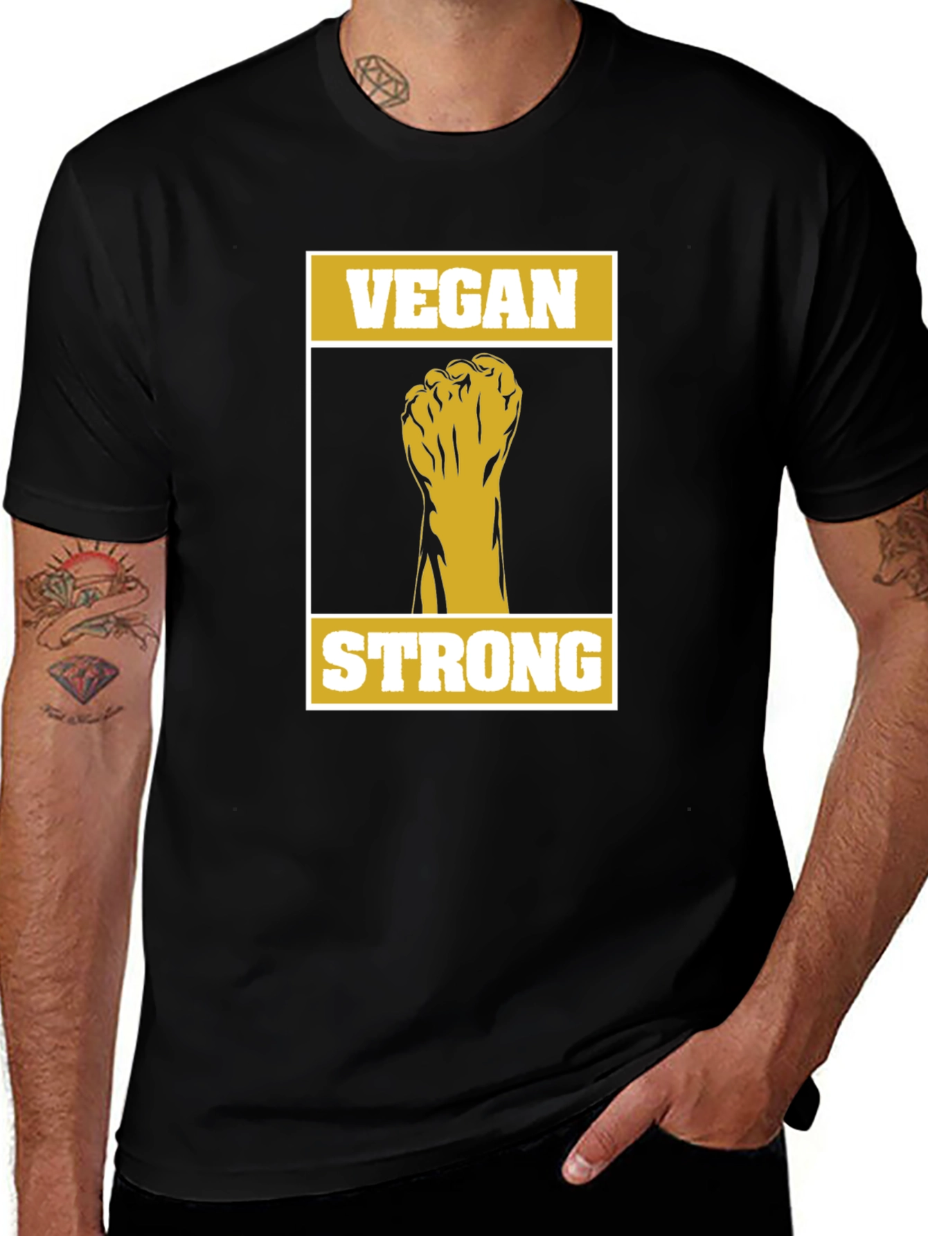Vegan Strong Graphic Tee - Black