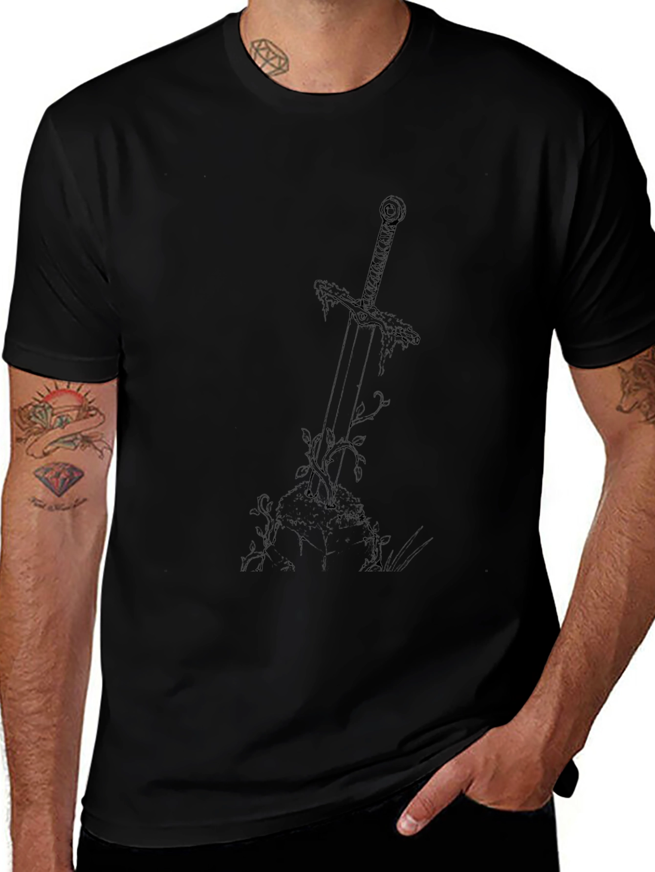 Sword in Stone Graphic Tee - Black