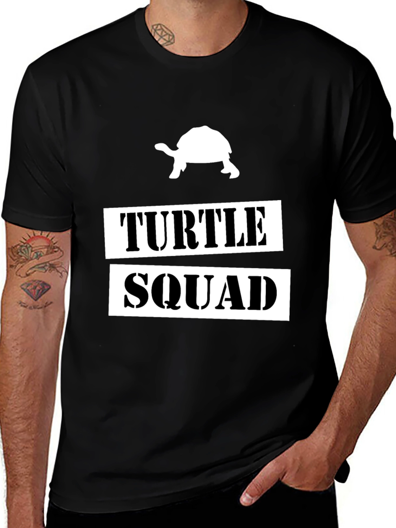 Turtle Squad Graphic Tee - Black Cotton