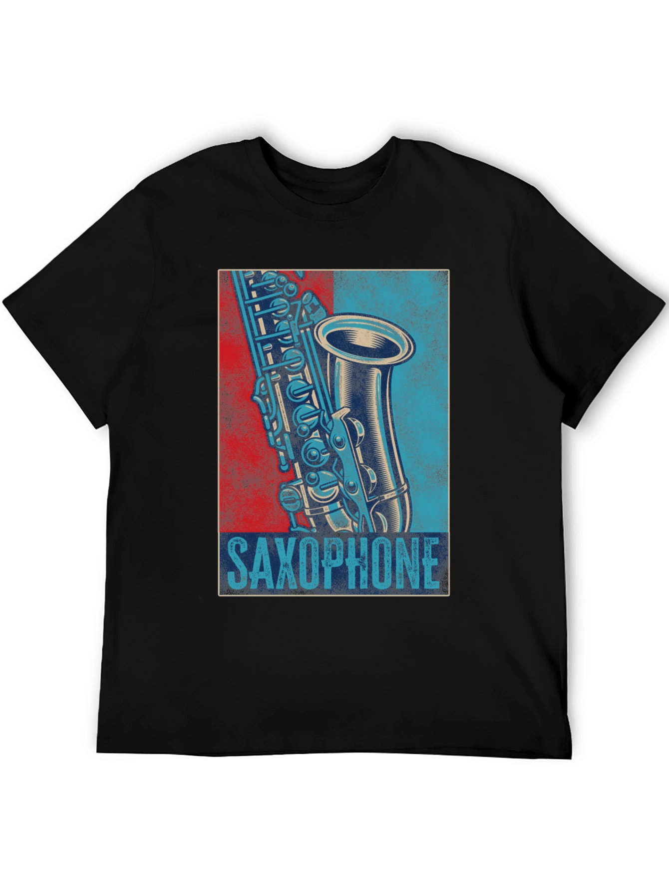 Saxophone Graphic Print Mens Black T-Shirt
