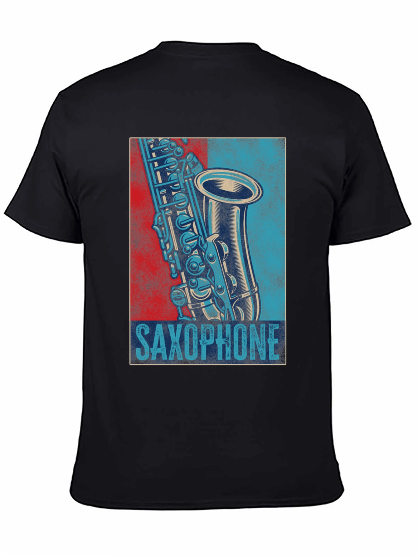 Saxophone Graphic Print Mens Black T-Shirt
