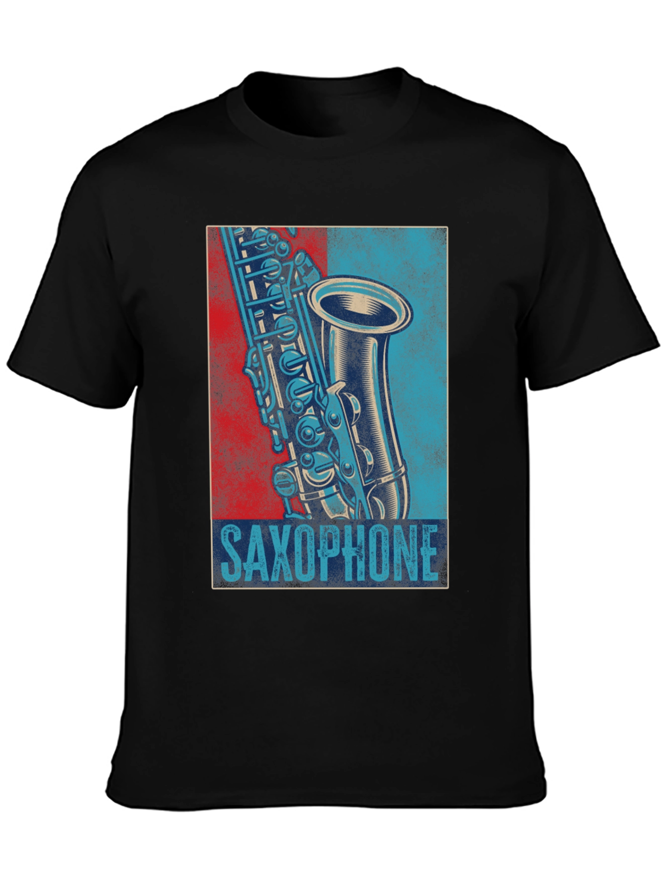 Saxophone Graphic Print Mens Black T-Shirt