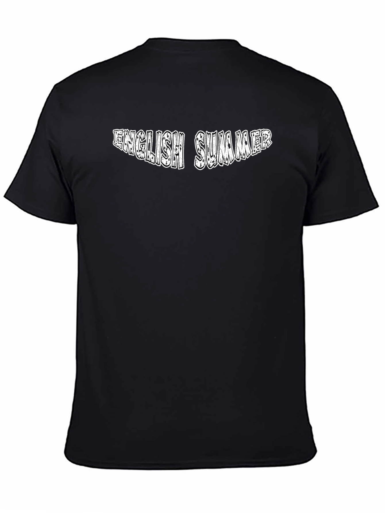 English Summer Graphic Tee - Black Cotton Casual Wear