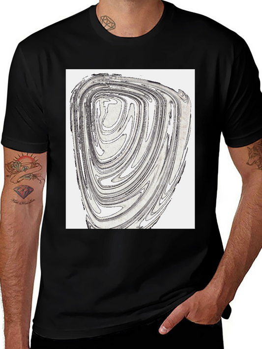 Abstract Swirl Graphic Tee - Black Cotton Blend