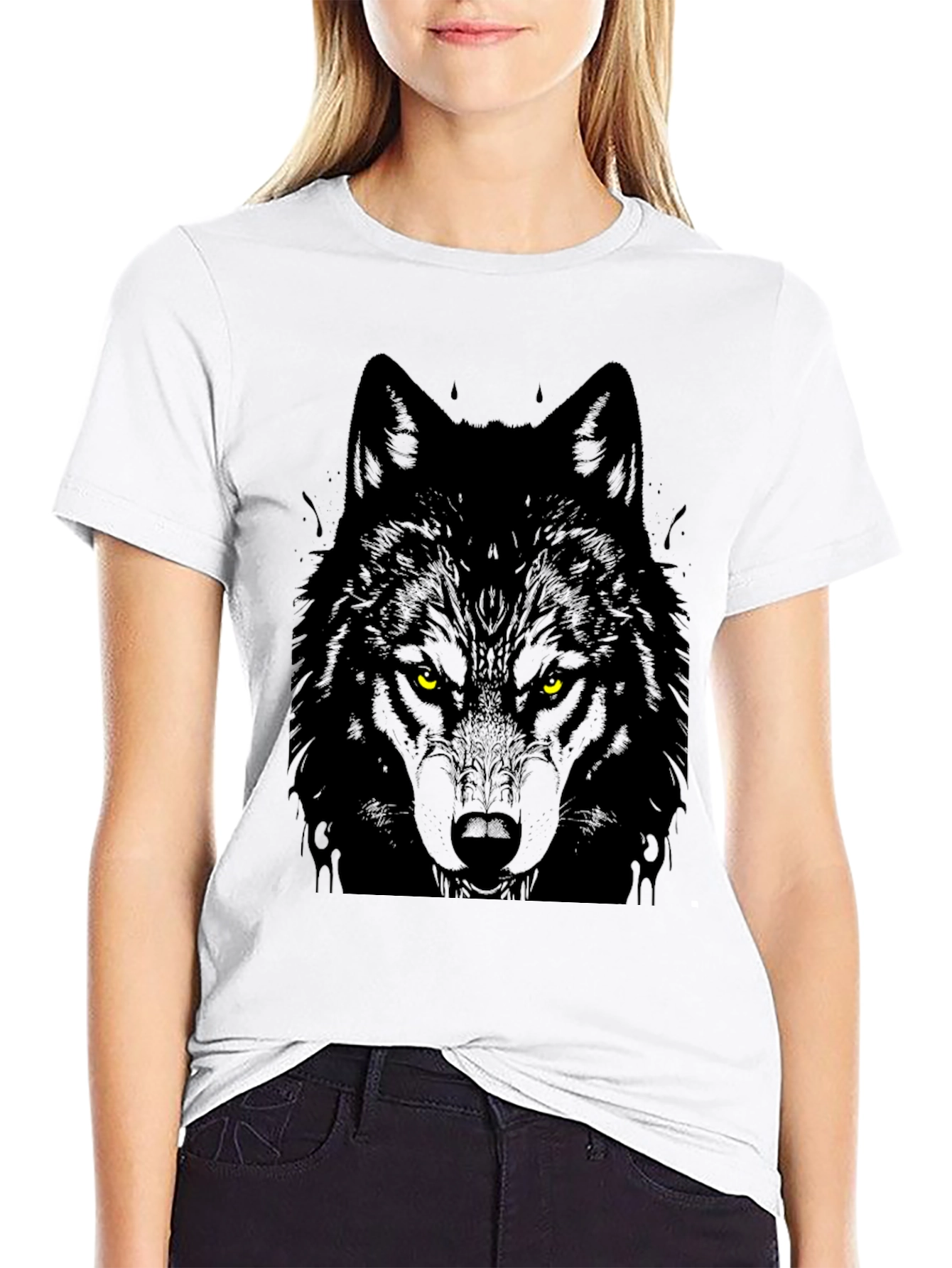 Mens Black Wolf Graphic Tee - Fierce Style!