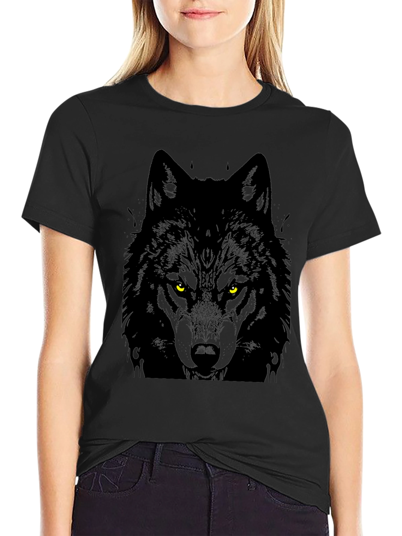 Mens Black Wolf Graphic Tee - Fierce Style!
