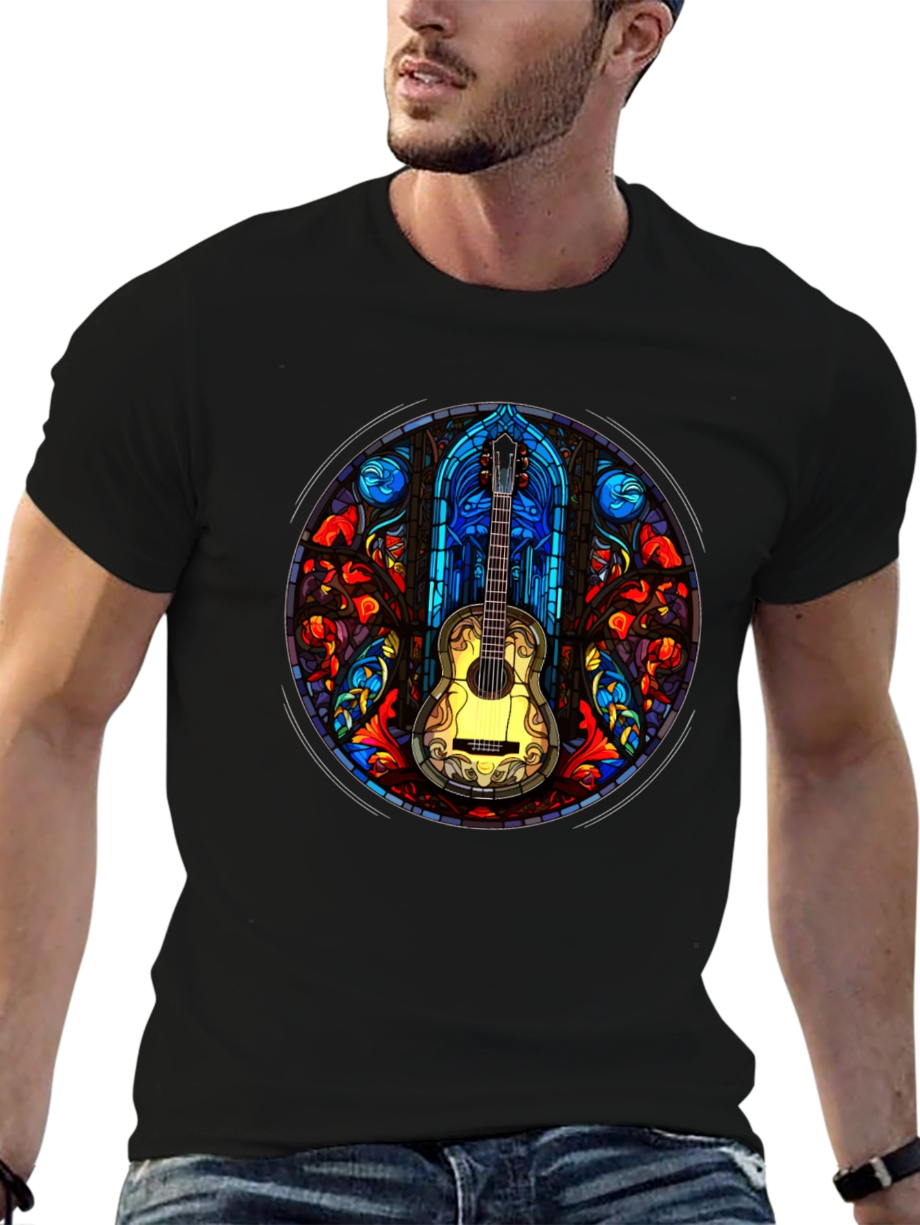 Stained Glass Guitar T-Shirt
