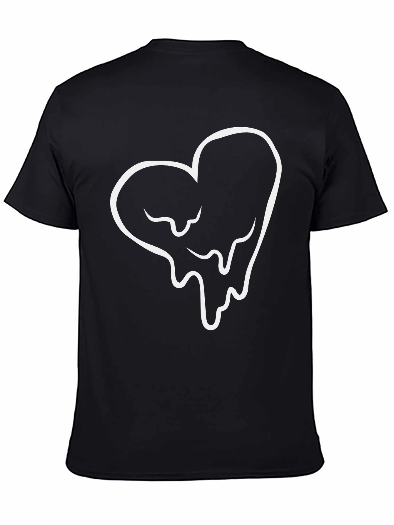 Melting Heart Graphic Tee - Black Cotton Casual