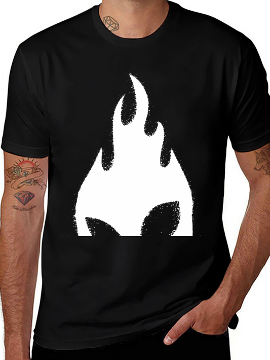 Bold Flame Graphic Black T-Shirt - Casual Style