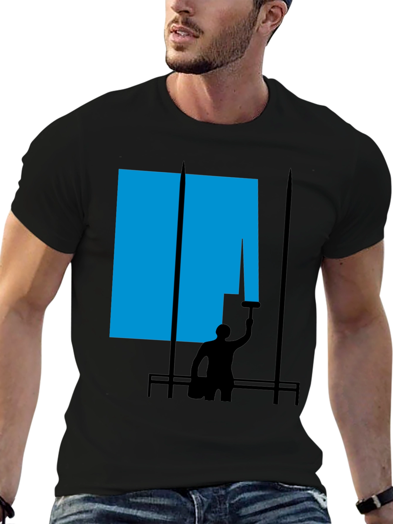 Abstract Painter Graphic Tee - Black Cotton T-Shirt
