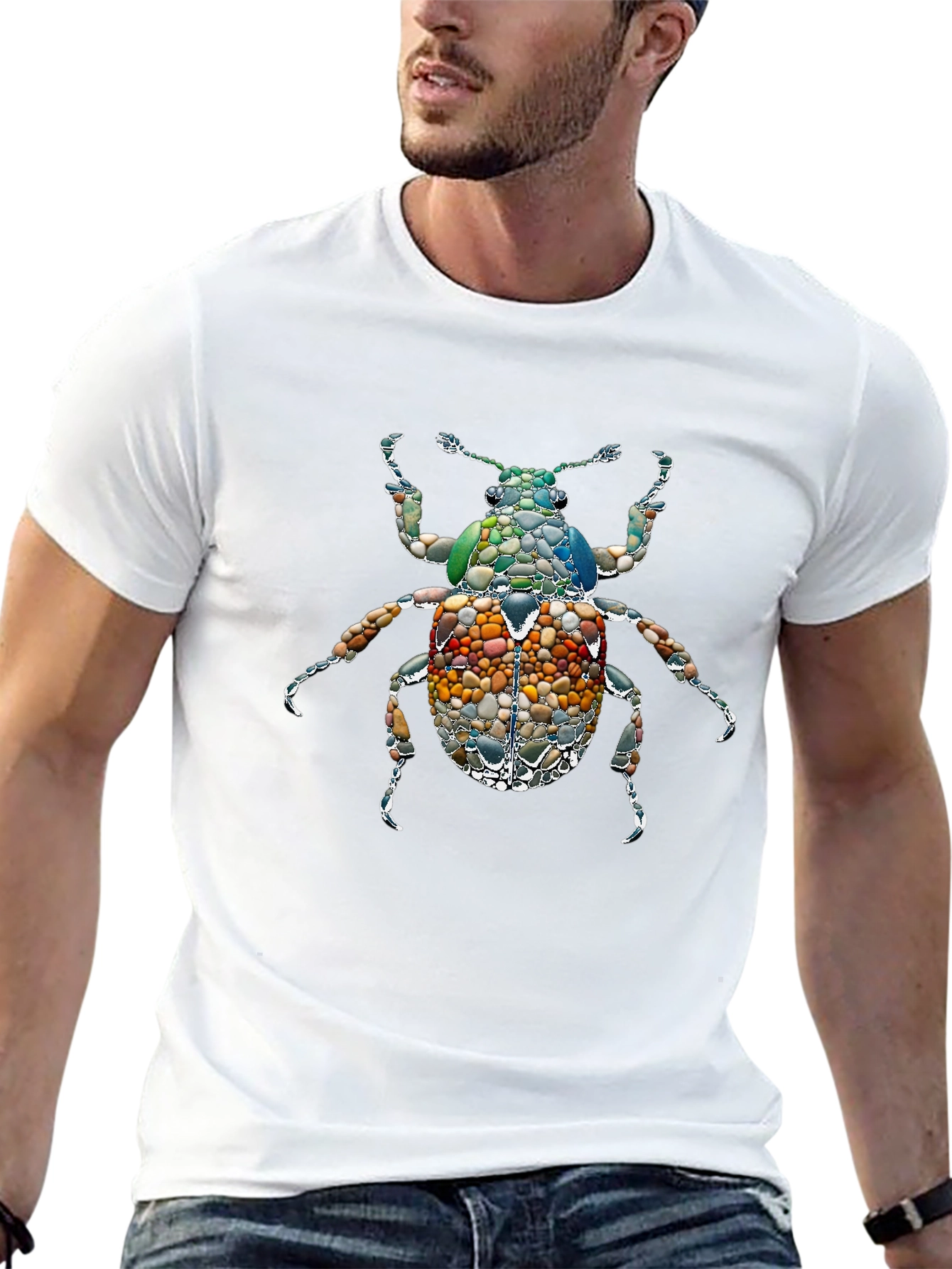 Stone Beetle Graphic Tee - Unique Nature Inspired Design