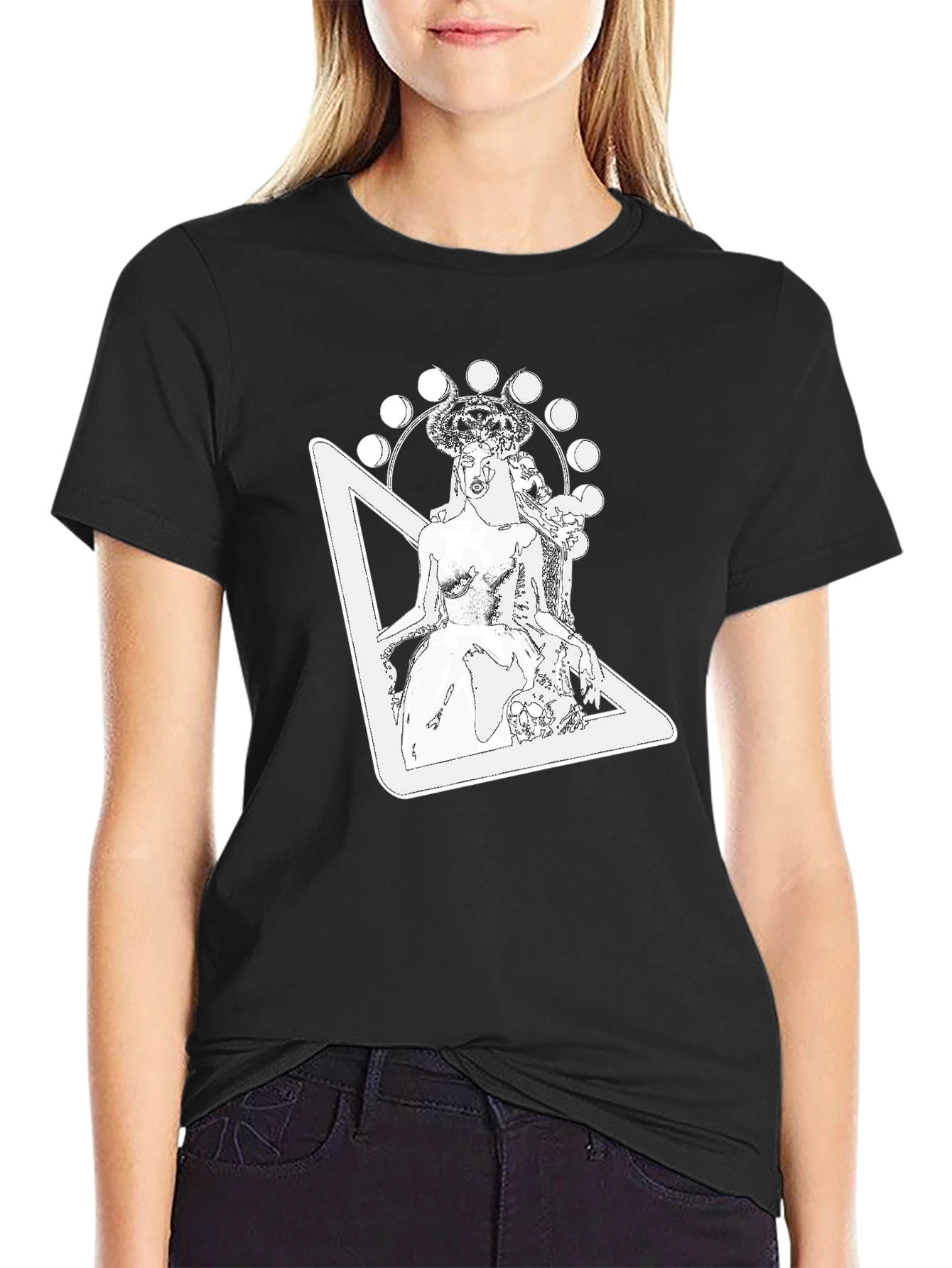 Mystic Goddess Graphic Tee - Black Cotton T-Shirt