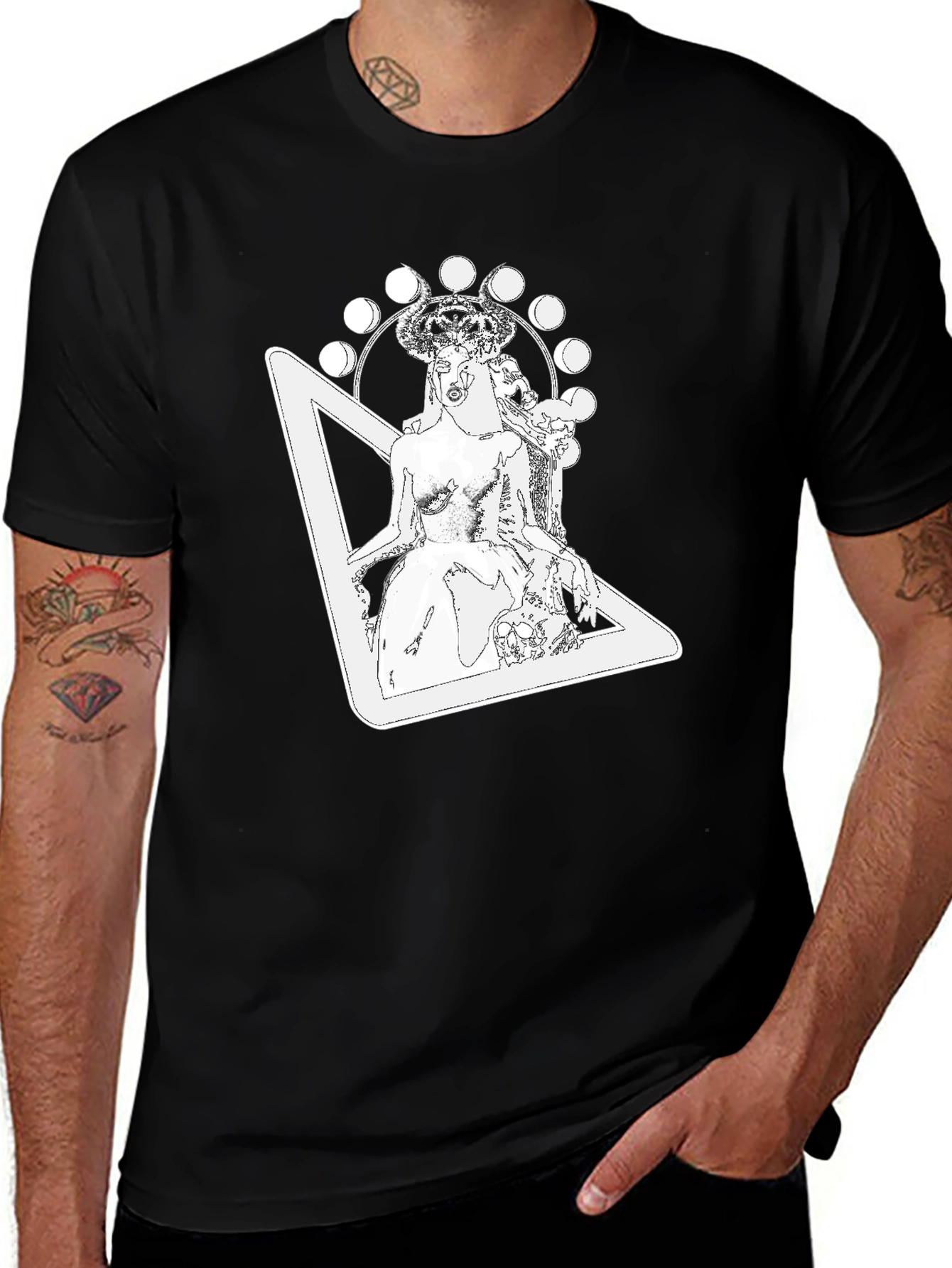 Mystic Goddess Graphic Tee - Black Cotton T-Shirt