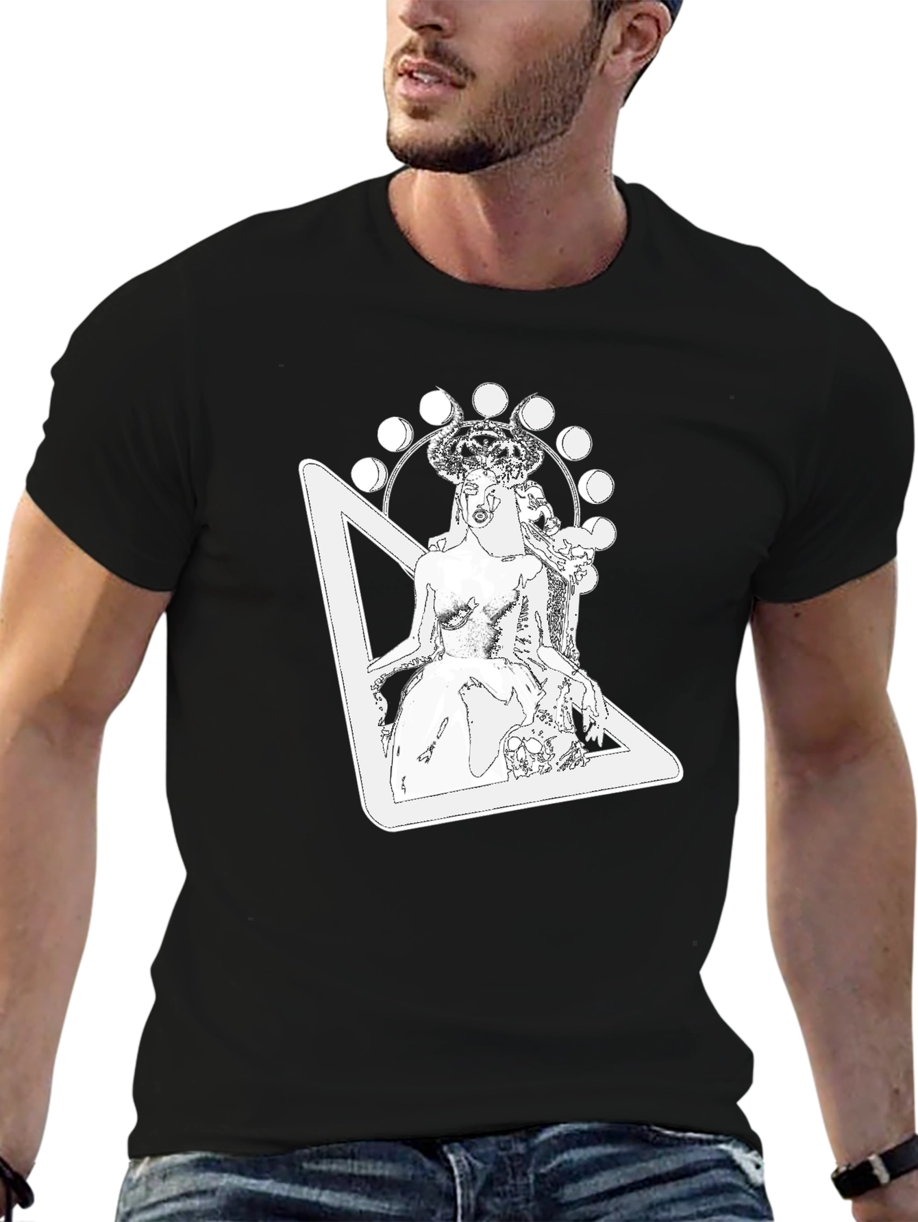 Mystic Goddess Graphic Tee - Black Cotton T-Shirt