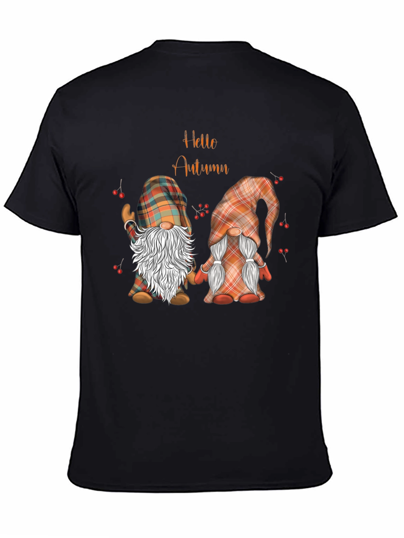 Hello Autumn Gnomes Black T-Shirt