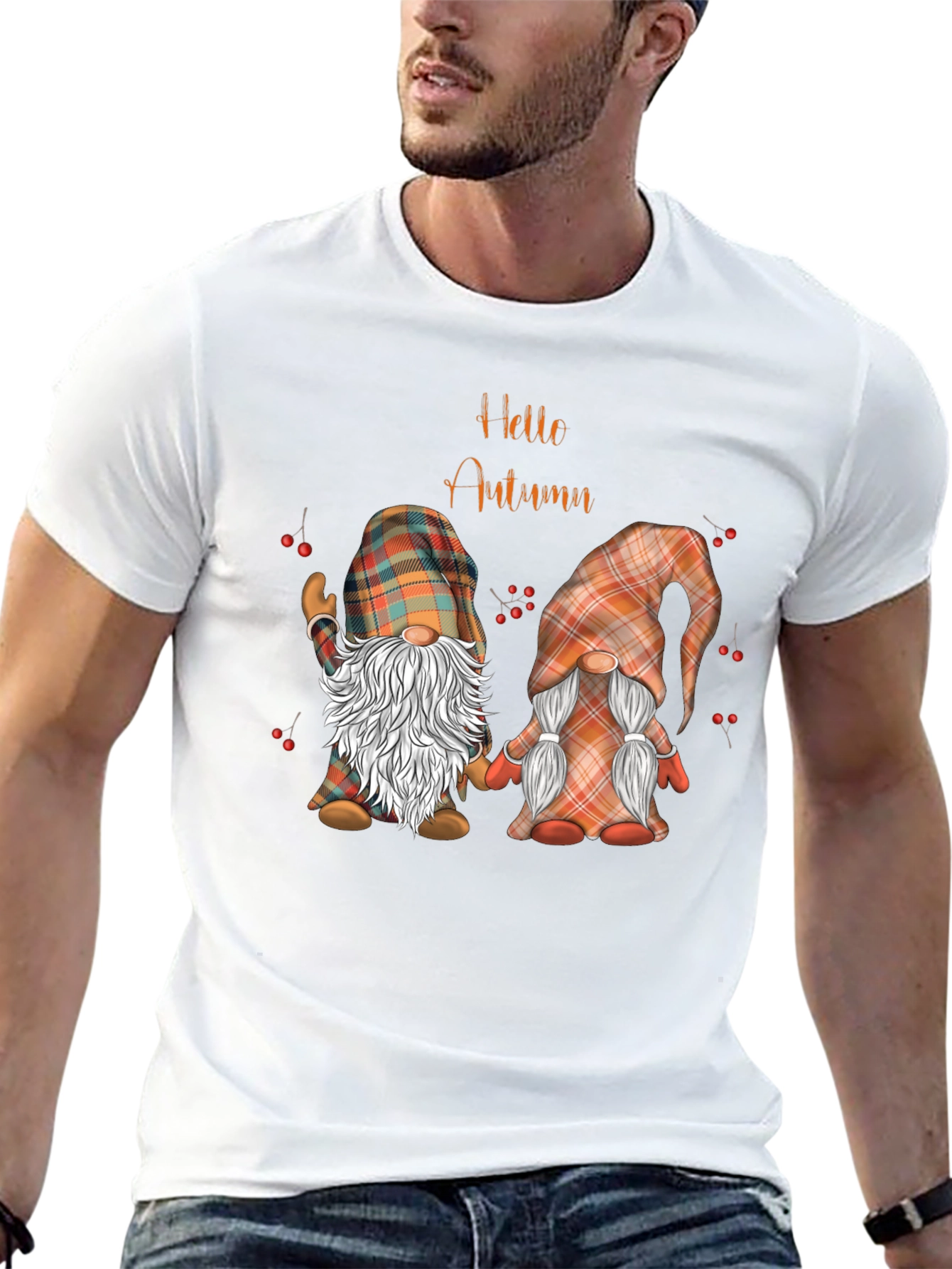 Hello Autumn Gnomes Black T-Shirt
