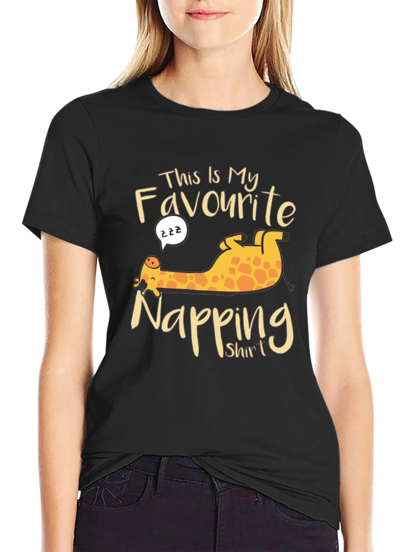Napping Giraffe Graphic T-Shirt