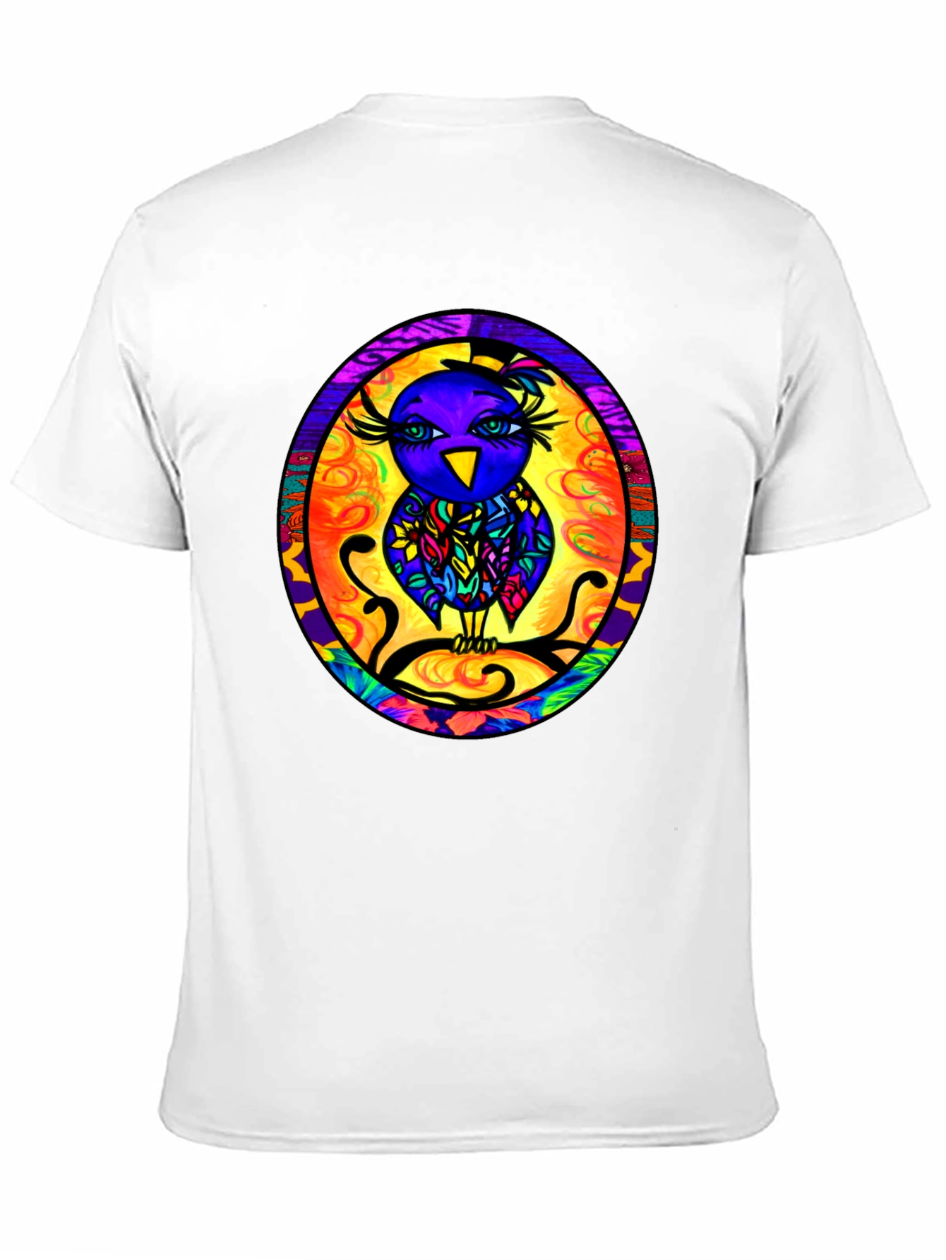 Vibrant Owl Graphic Tee - Mens Black T-Shirt