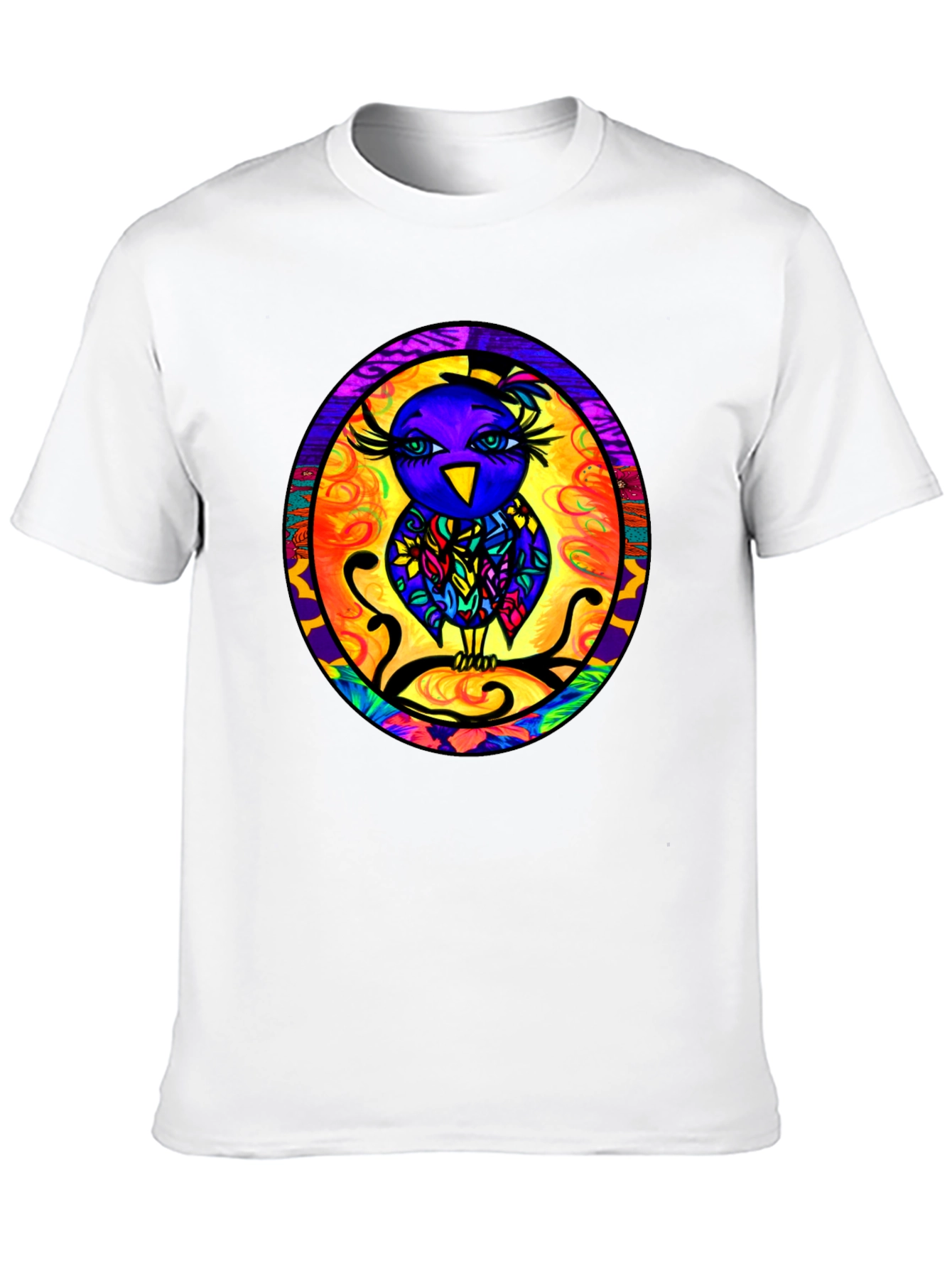 Vibrant Owl Graphic Tee - Mens Black T-Shirt