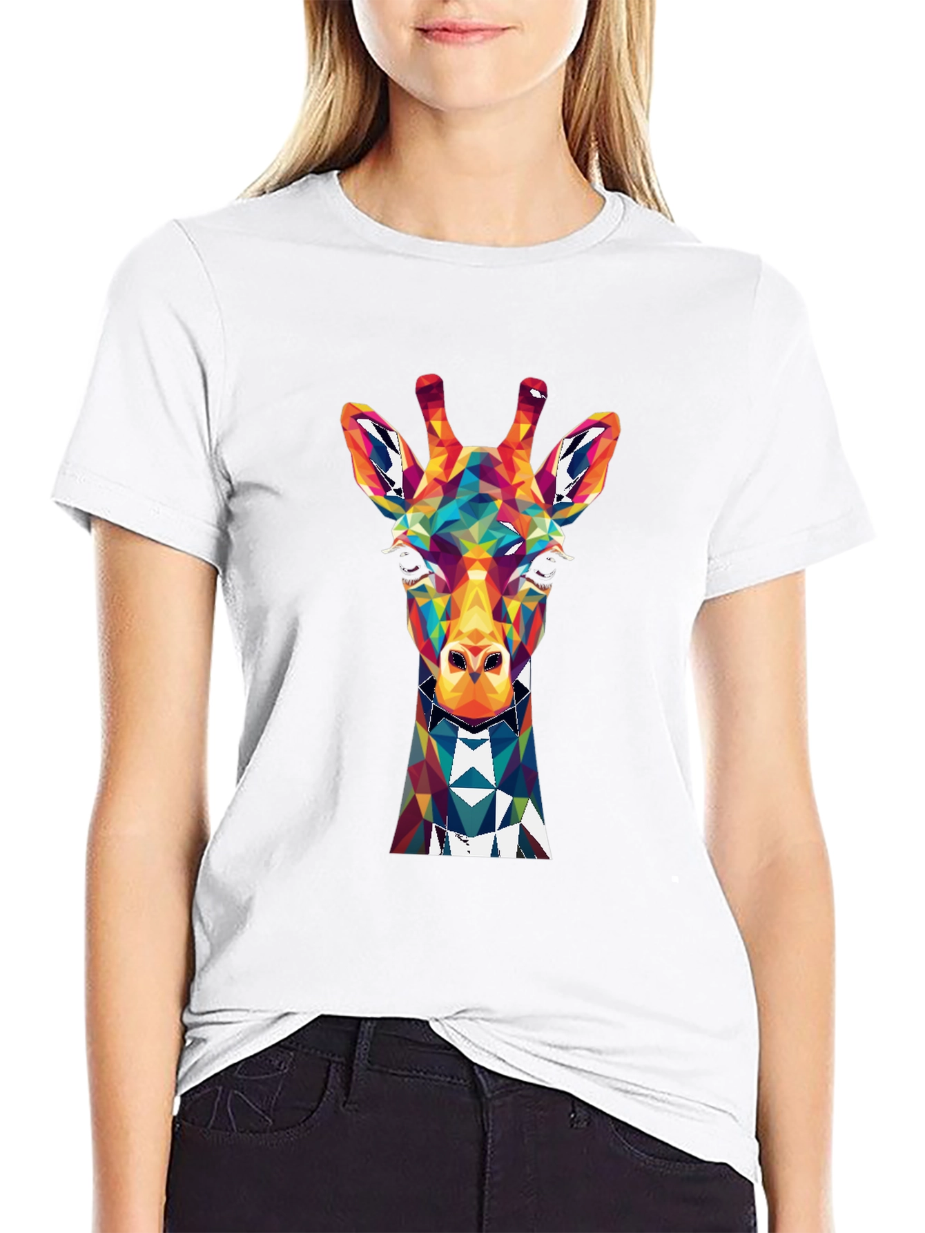 Geometric Giraffe Graphic Tee - Mens Black T-Shirt