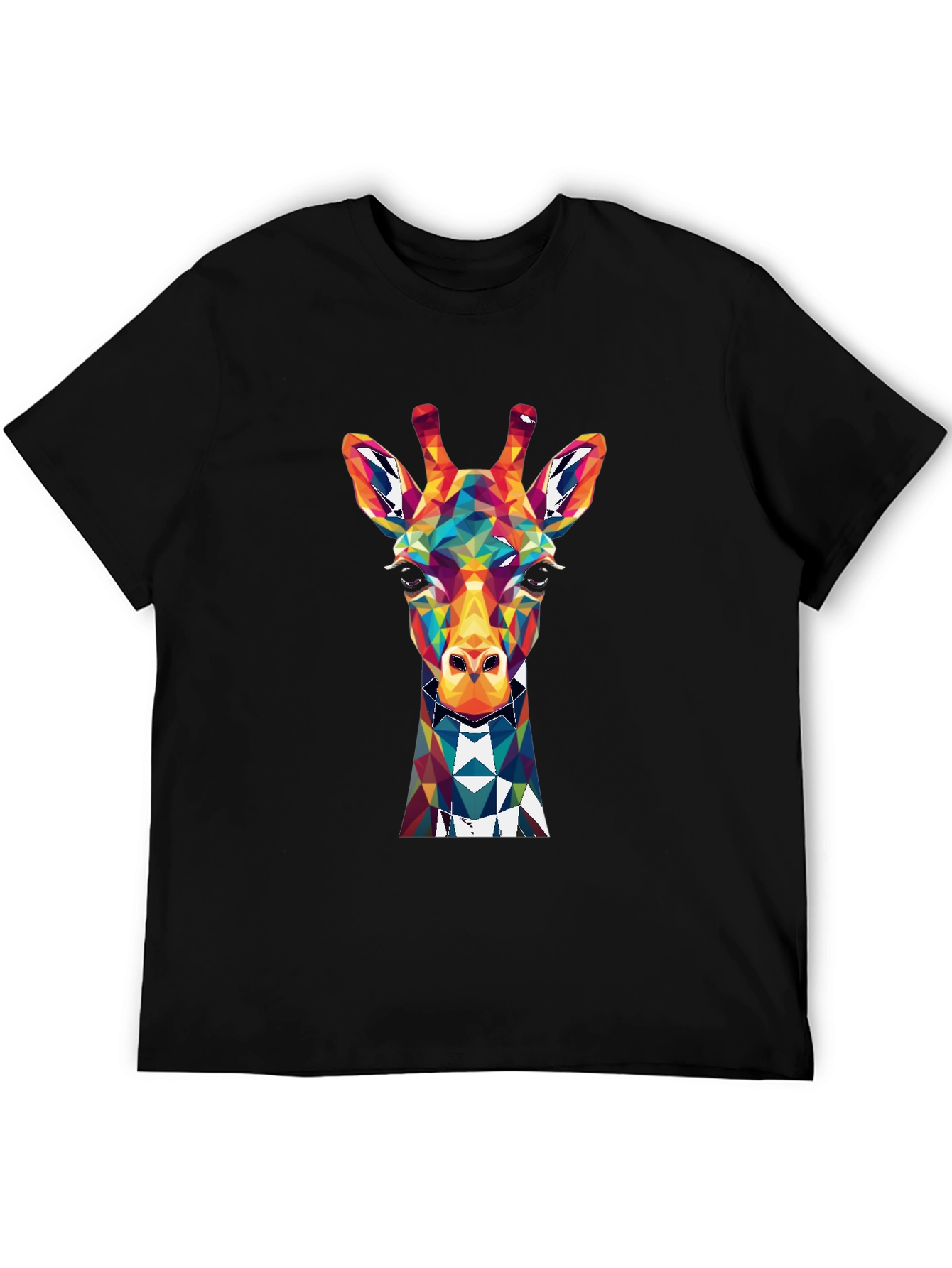 Geometric Giraffe Graphic Tee - Mens Black T-Shirt