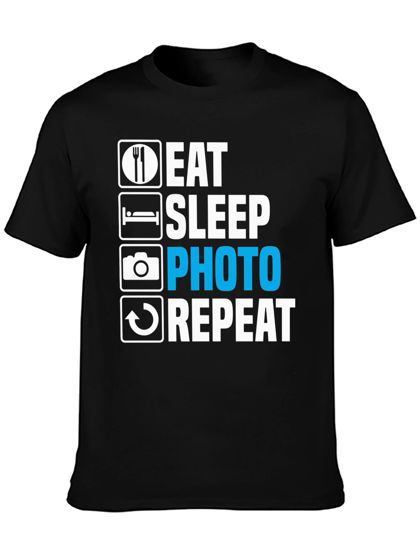 Eat Sleep Photo Repeat Graphic Tee - Photographer Gift