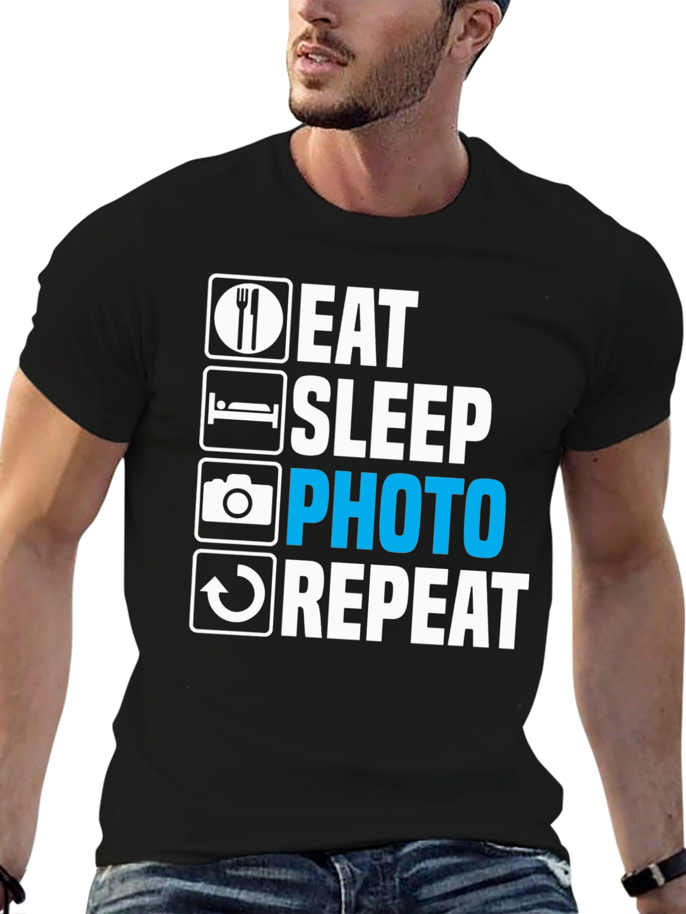 Eat Sleep Photo Repeat Graphic Tee - Photographer Gift