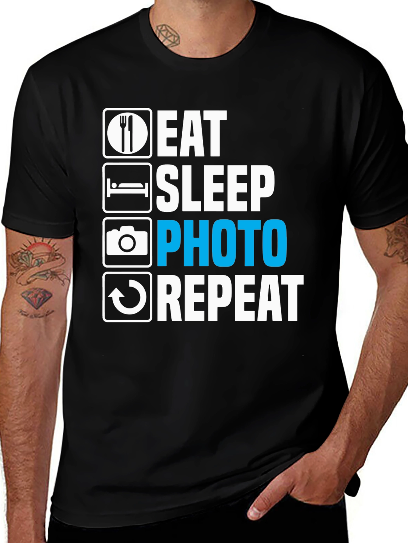 Eat Sleep Photo Repeat Graphic Tee - Photographer Gift