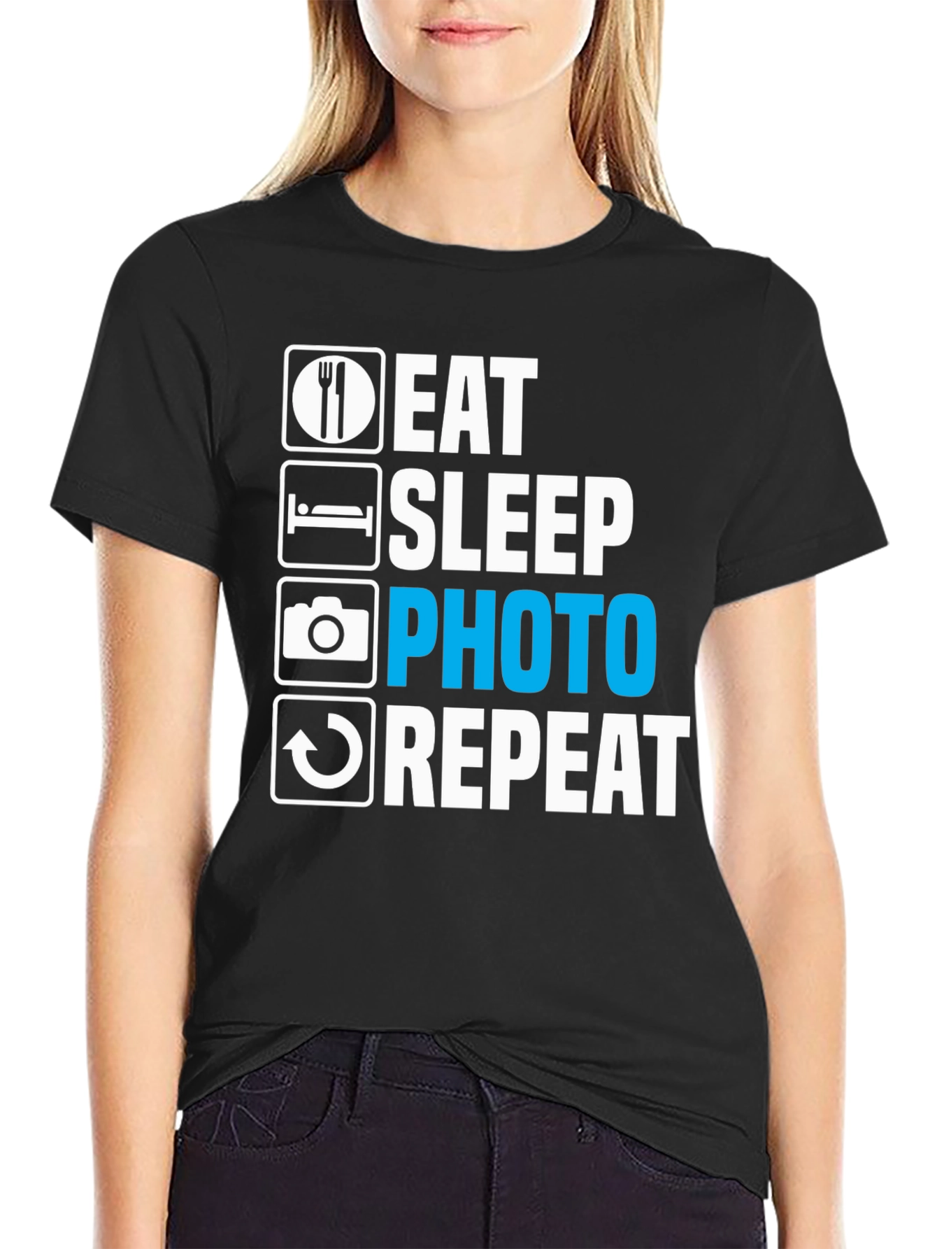 Eat Sleep Photo Repeat Graphic Tee - Photographer Gift