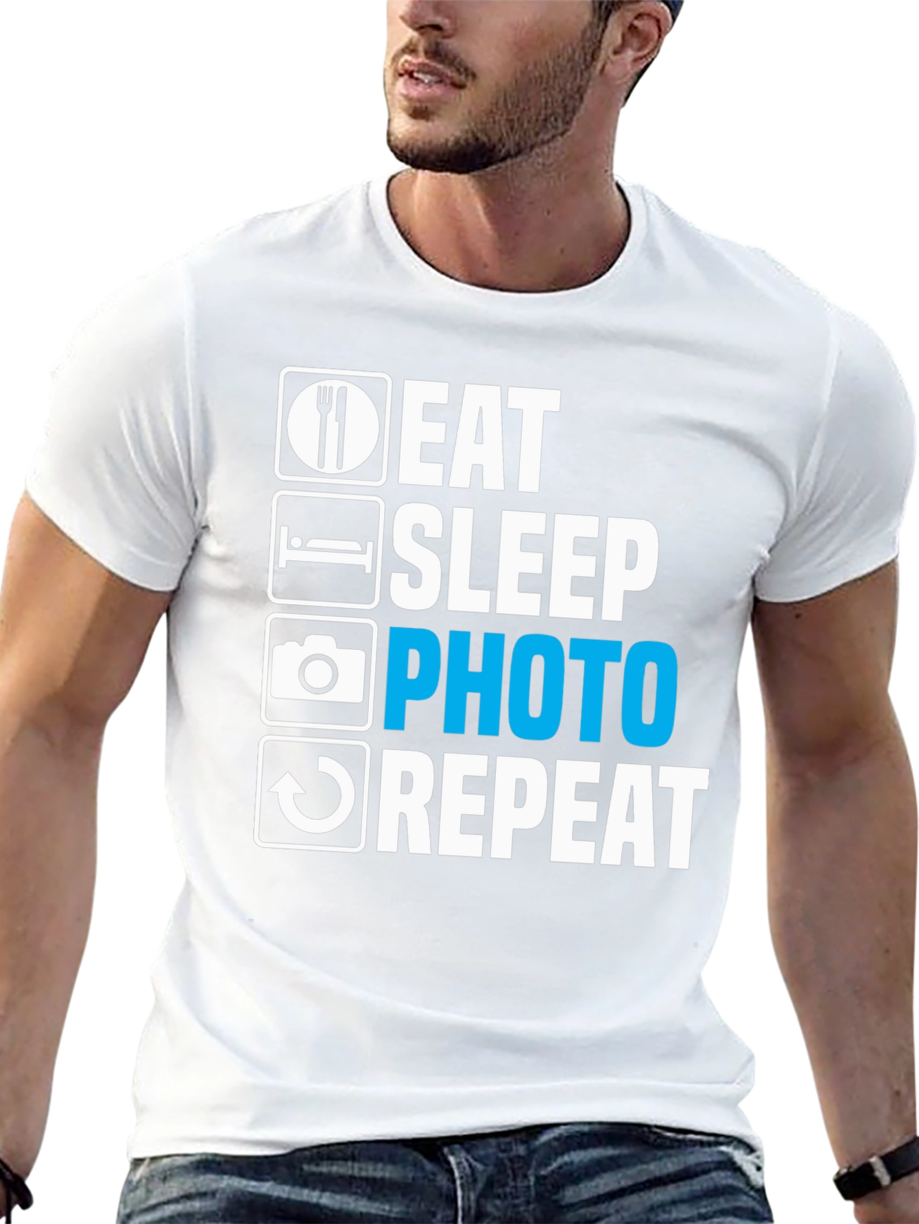 Eat Sleep Photo Repeat Graphic Tee - Photographer Gift