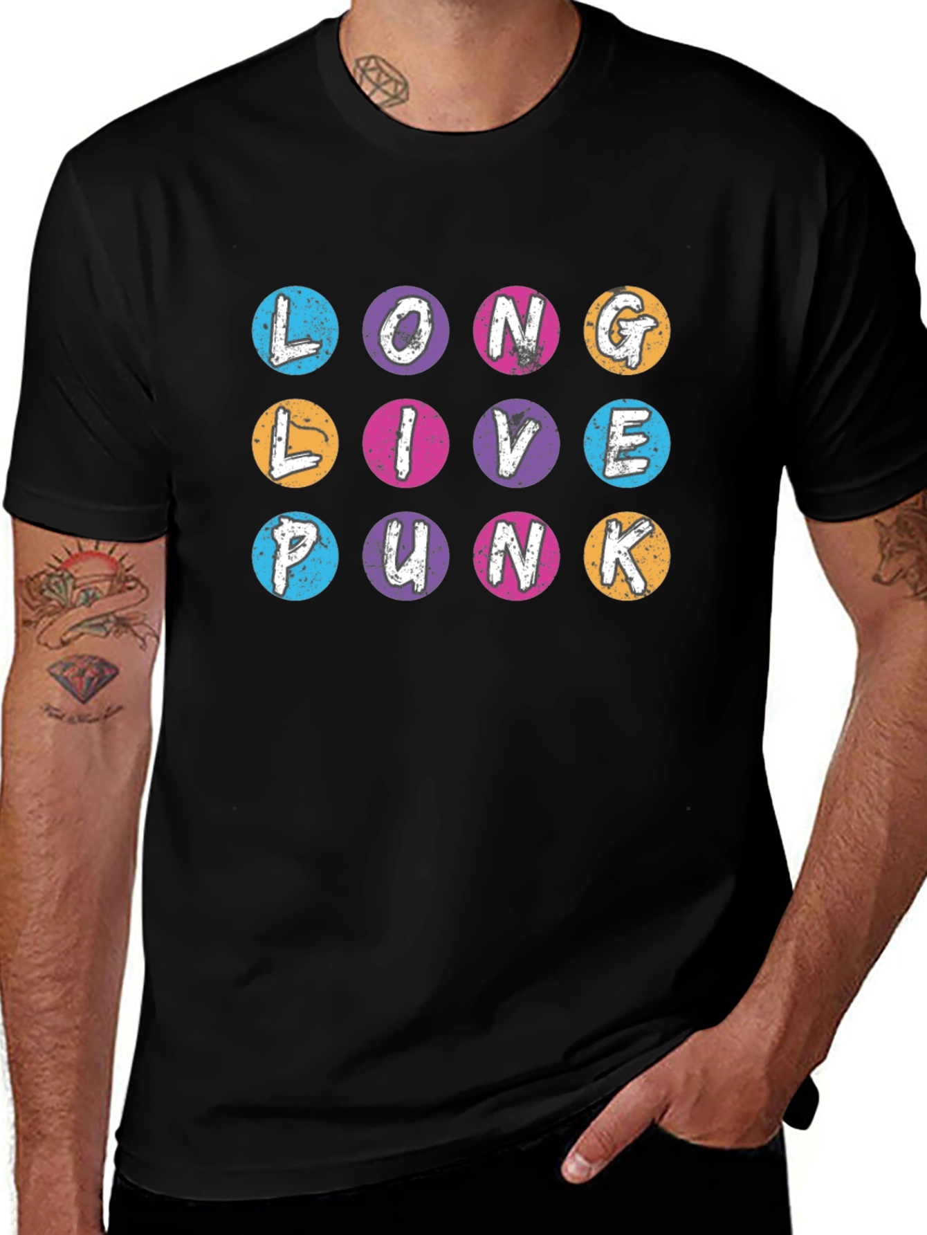 Long Live Punk Graphic T-Shirt - Crew Neck Black