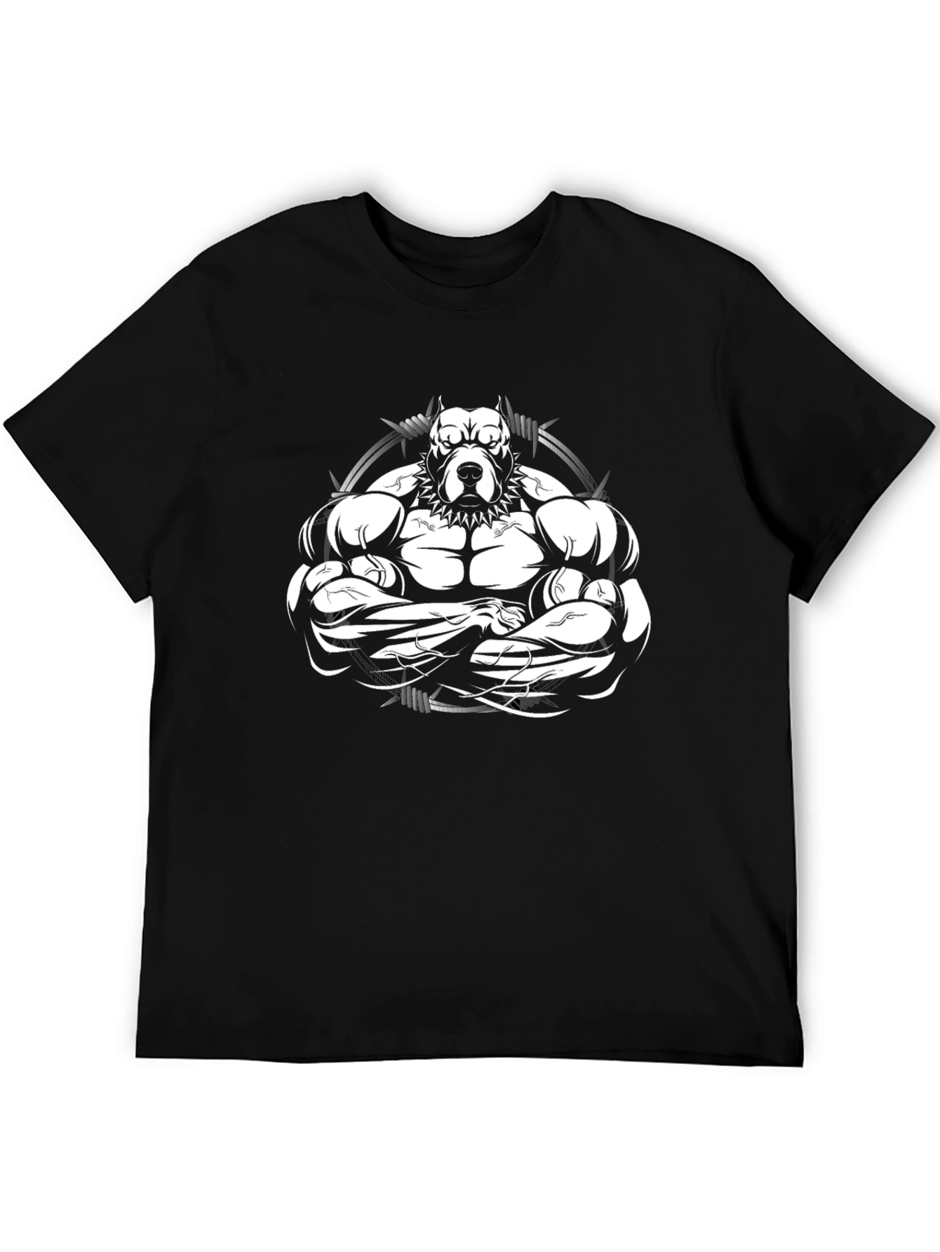 Black Muscle Dog Graphic T-Shirt