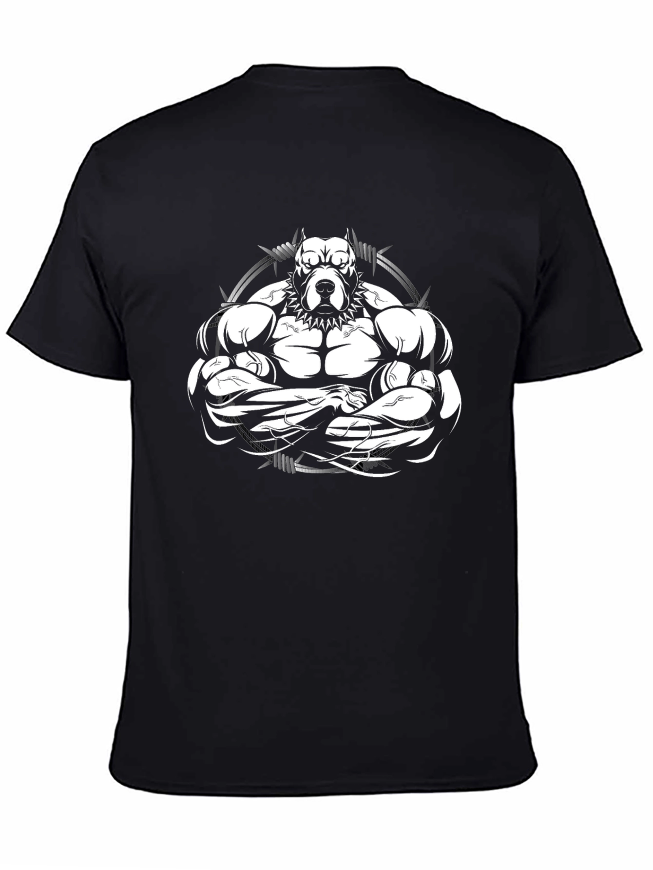 Black Muscle Dog Graphic T-Shirt