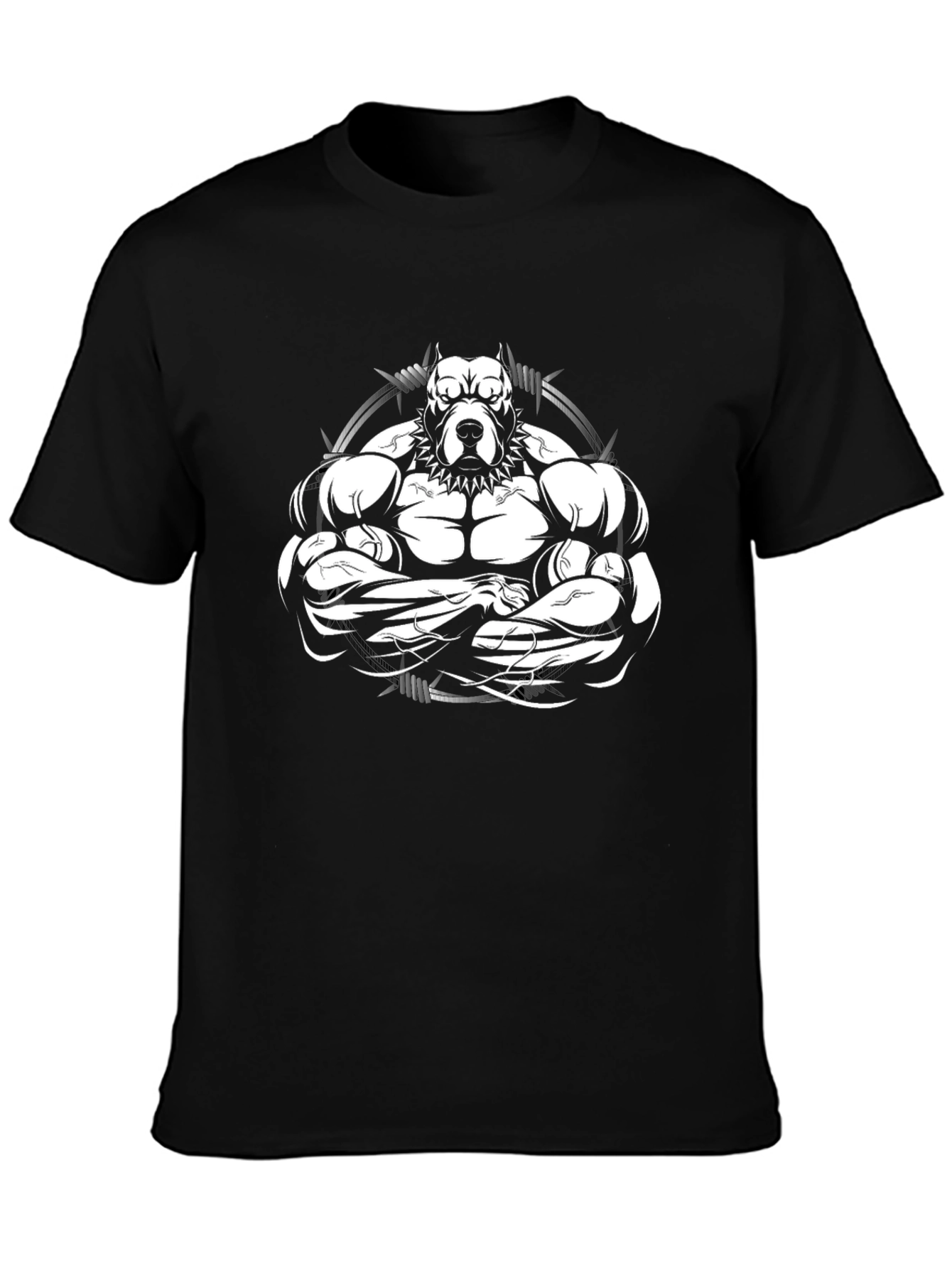 Black Muscle Dog Graphic T-Shirt