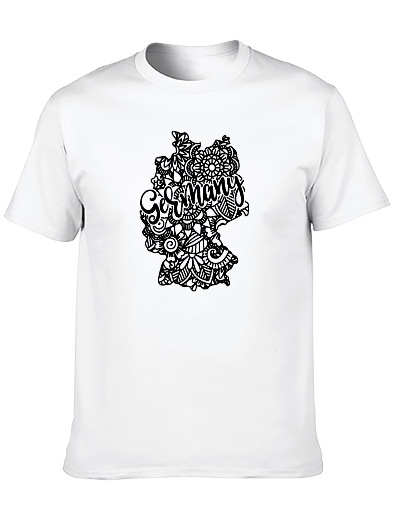 Germany Map Mandala Graphic Tee - Black Casual T-Shirt