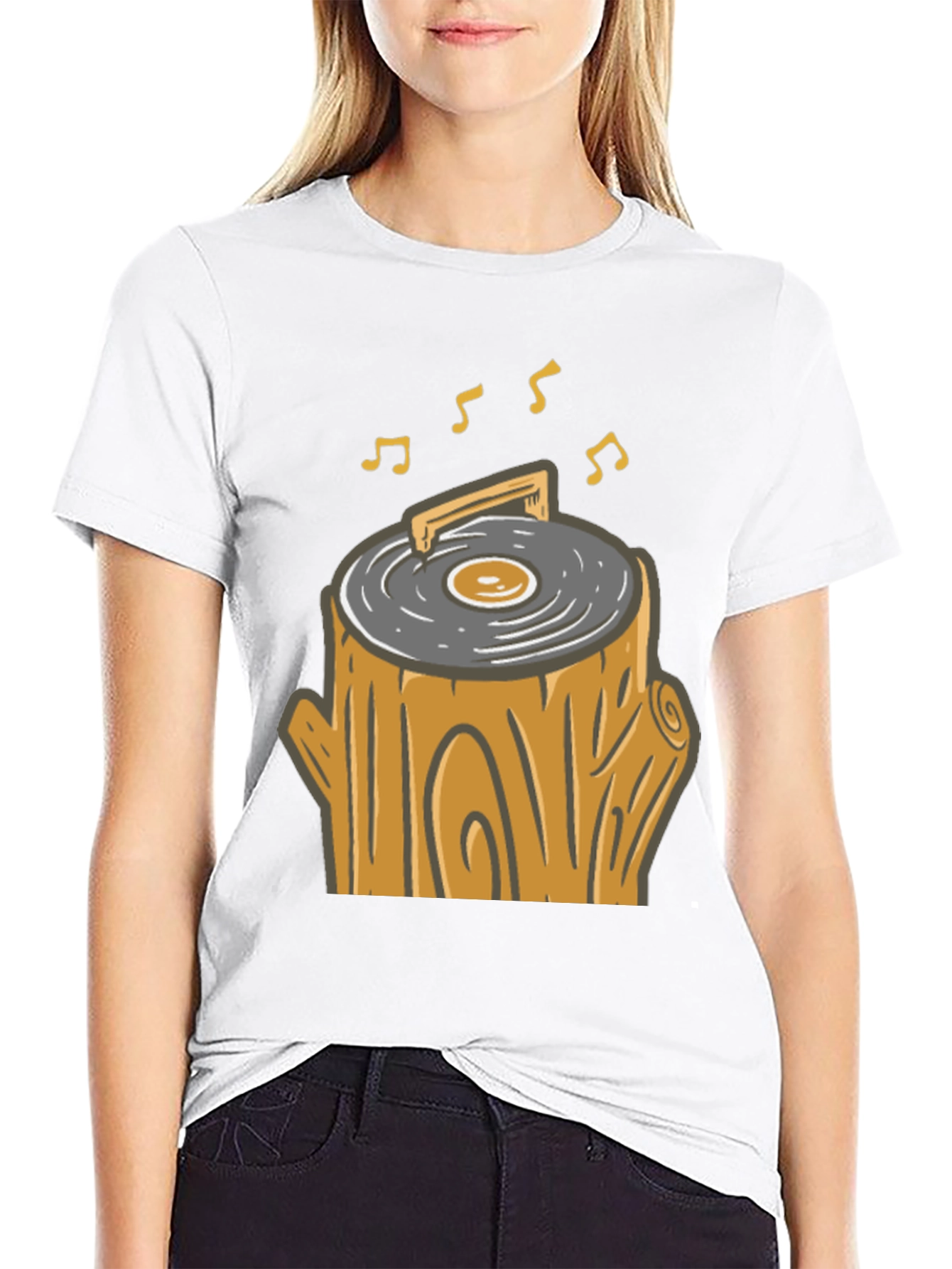 Novelty Tree Stump Turntable T-Shirt