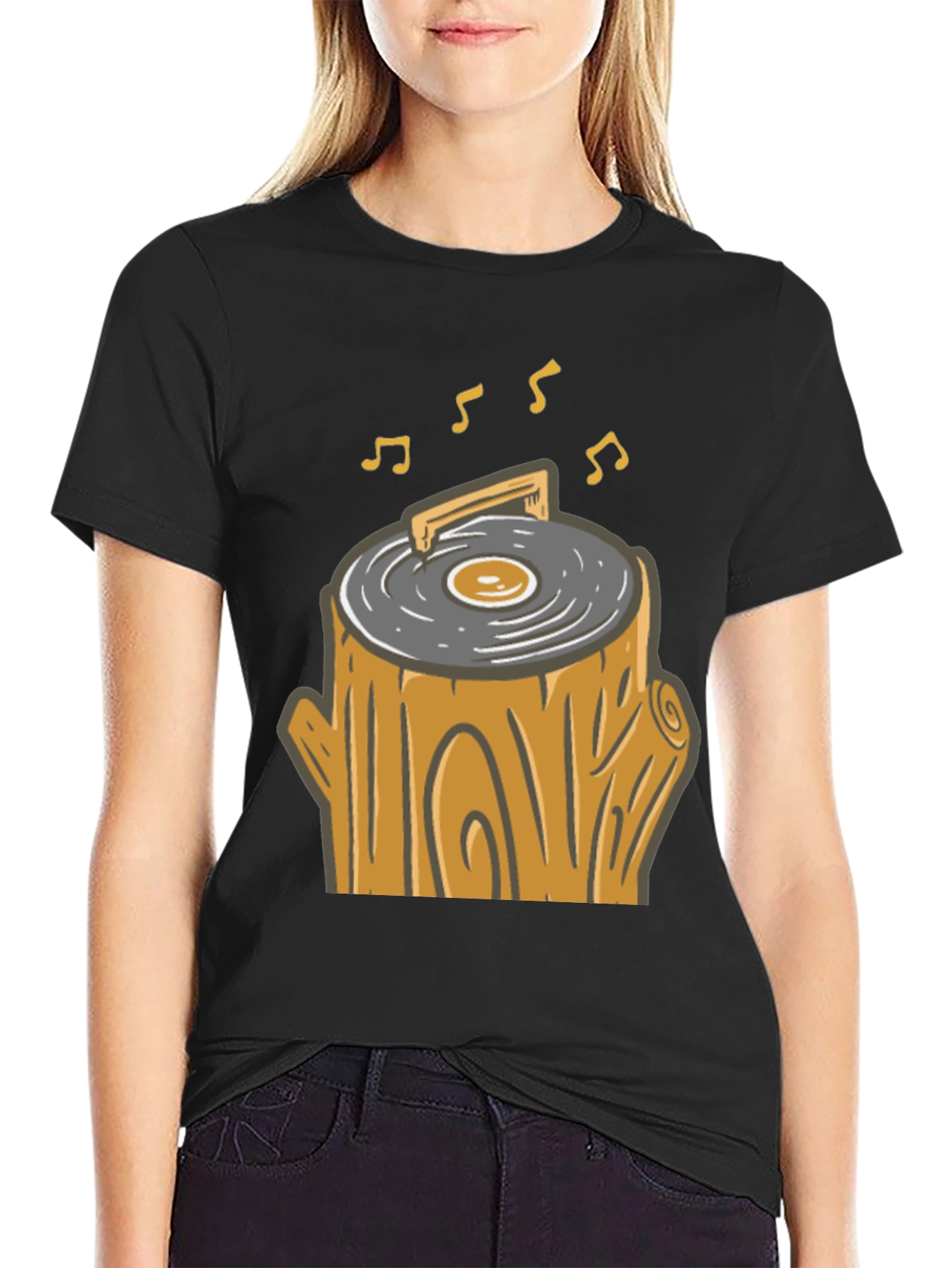 Novelty Tree Stump Turntable T-Shirt