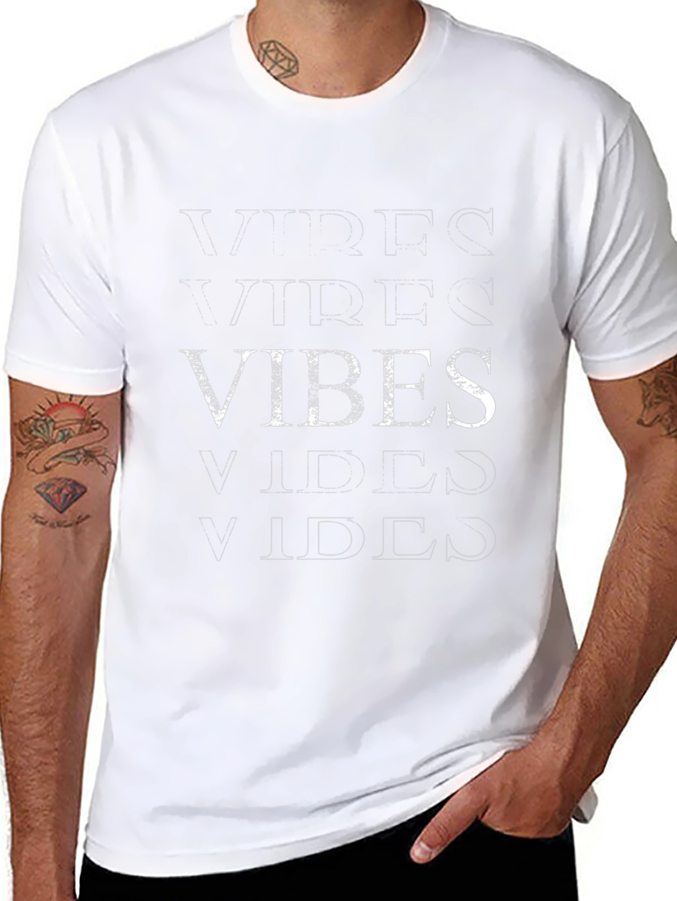 Vibes Graphic Tee -  Casual Black T-Shirt