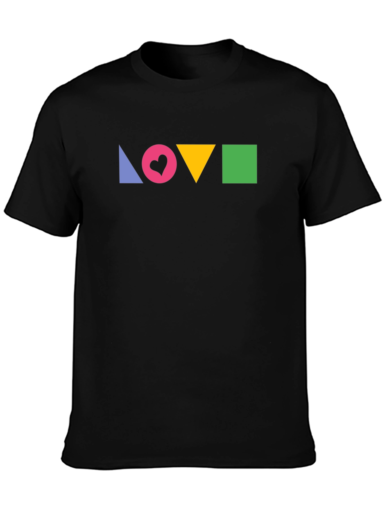 Geometric LOVE Print Black T-Shirt