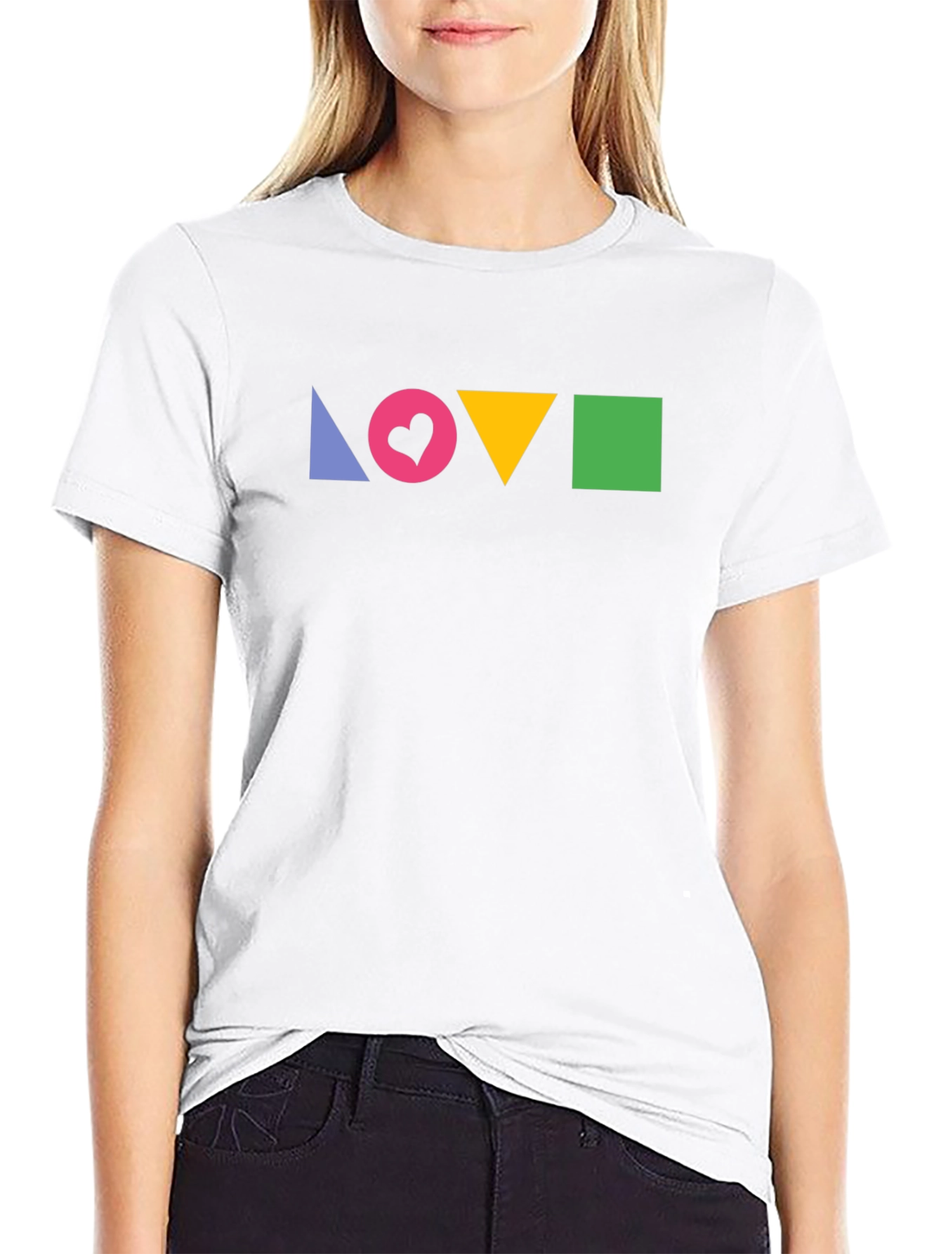 Geometric LOVE Print Black T-Shirt