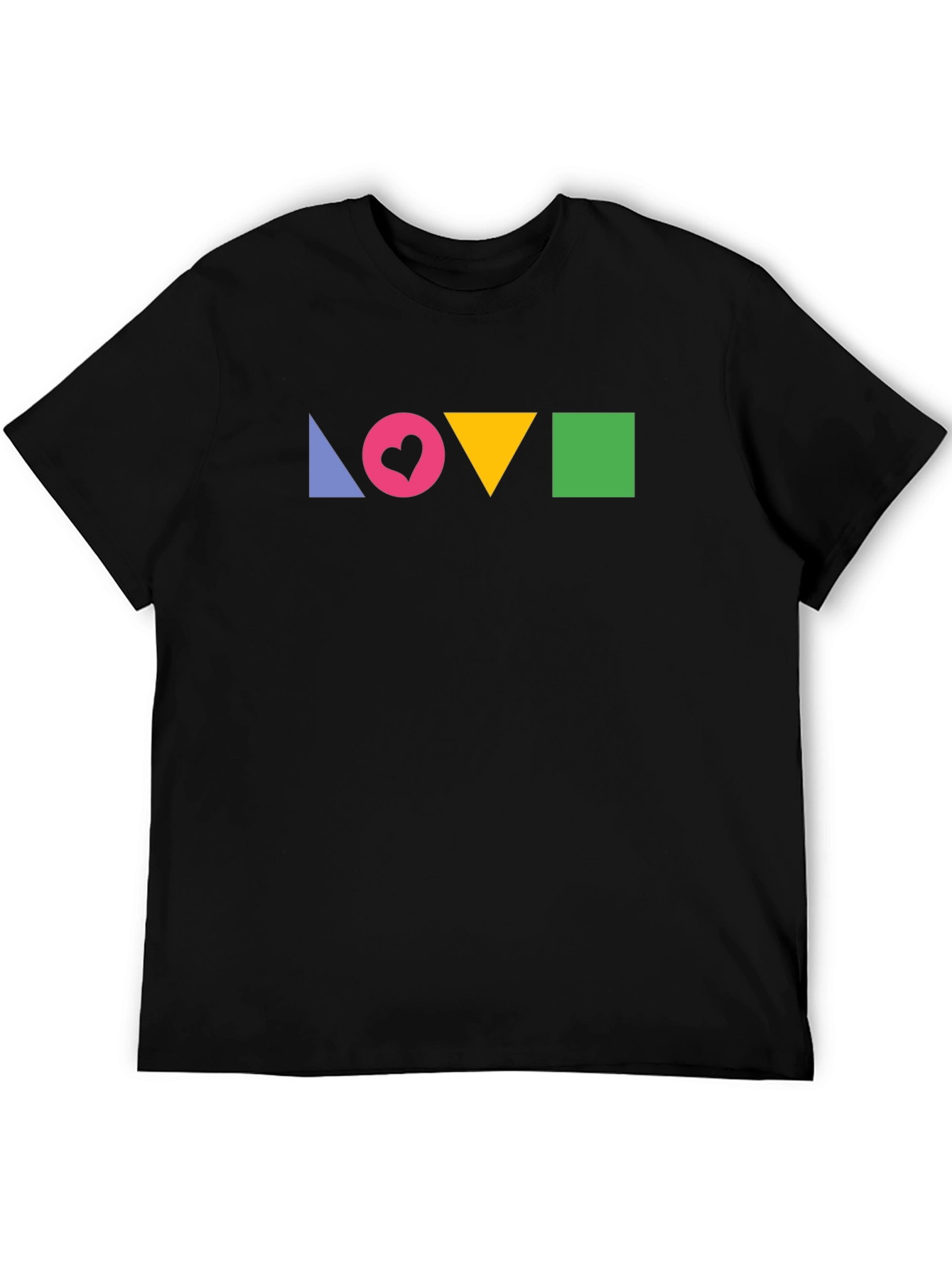 Geometric LOVE Print Black T-Shirt