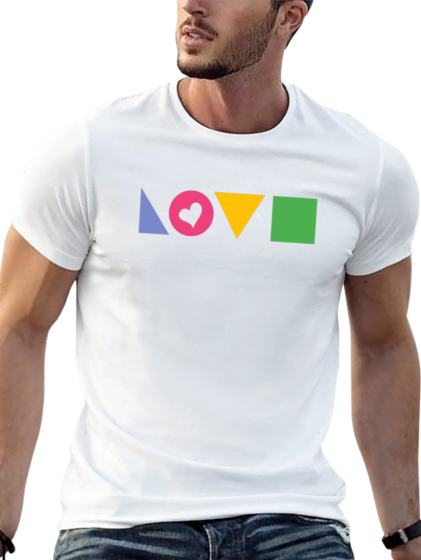 Geometric LOVE Print Black T-Shirt
