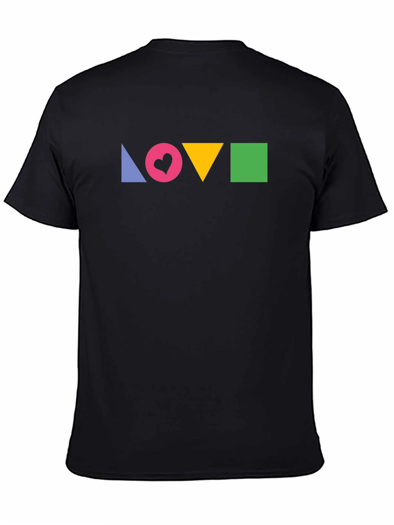 Geometric LOVE Print Black T-Shirt
